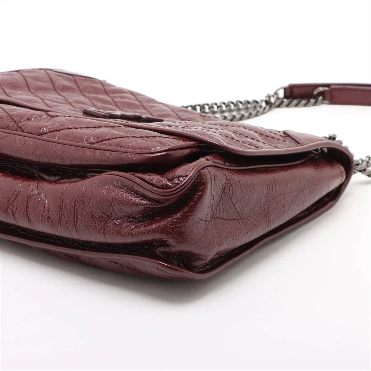 Niki Leather Chain Shoulder Bag, Bordeaux, 498883 — view 3