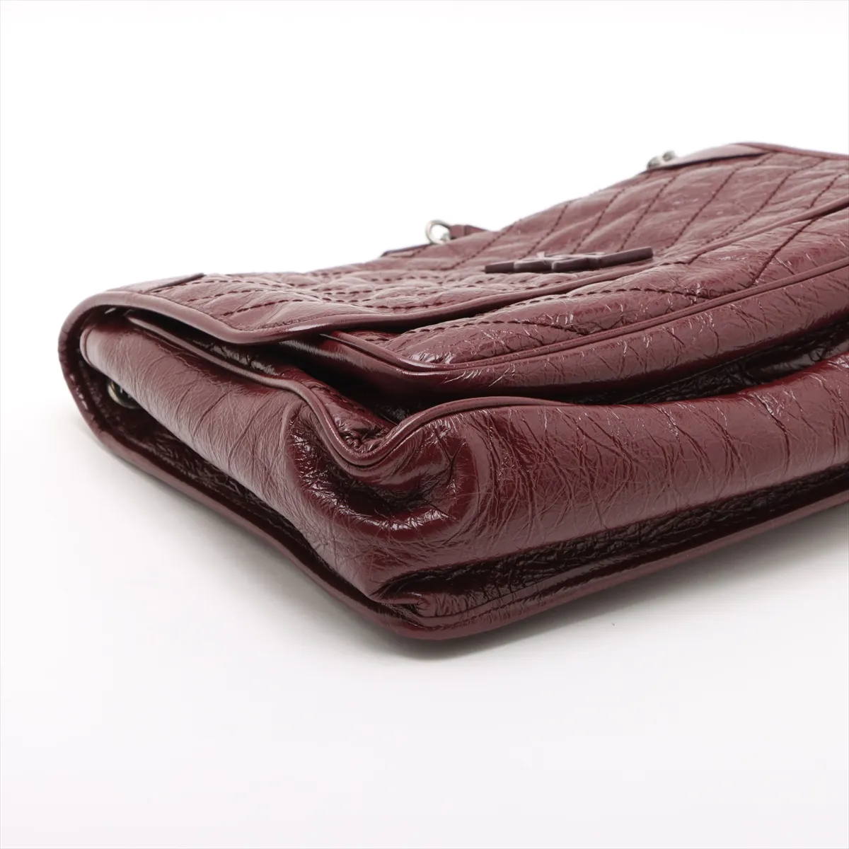 Niki Leather Chain Shoulder Bag, Bordeaux, 498883 — view 4