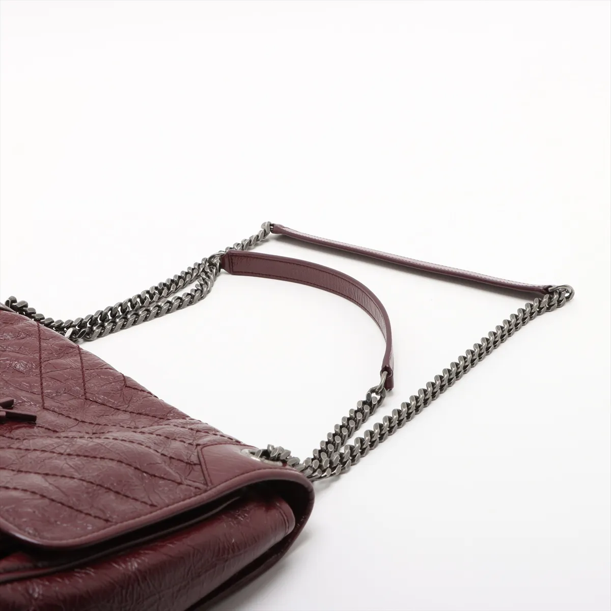 Niki Leather Chain Shoulder Bag, Bordeaux, 498883 — view 5