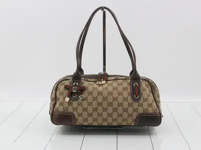 161720 GG Canvas Princy Mini Boston Sherry Brown