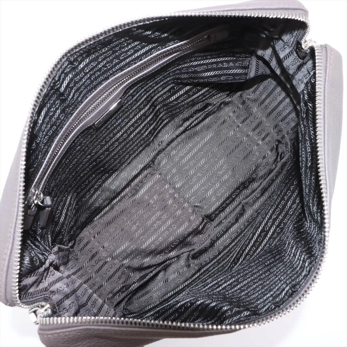 Vitello Dino Leather Shoulder Bag Gray 2VH182 — view 6