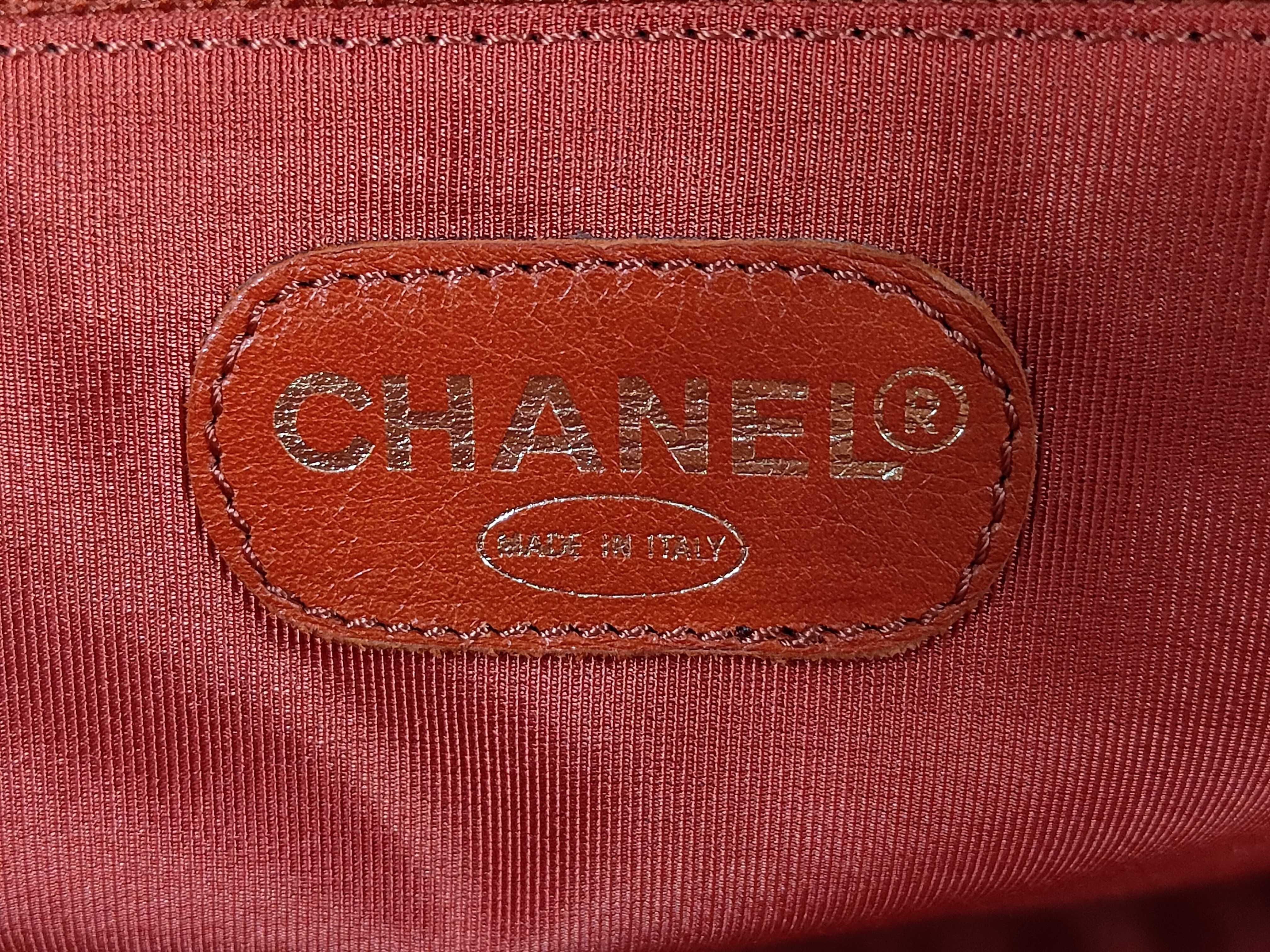 Coco Mark Caviar Skin Chain Tote Bag, Orange, Series 5 Tote Bag — view 12