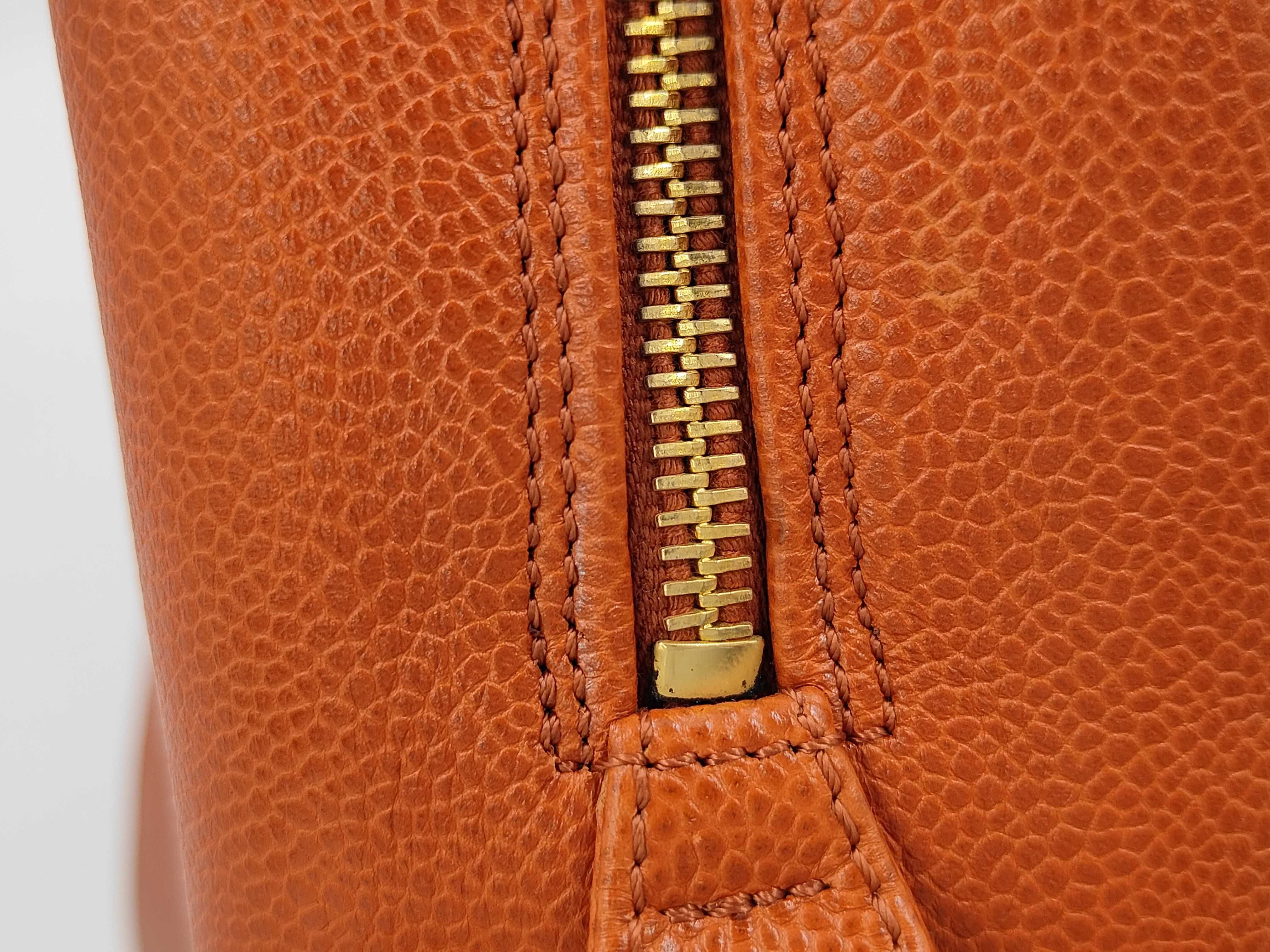 Coco Mark Caviar Skin Chain Tote Bag, Orange, Series 5 Tote Bag — view 14