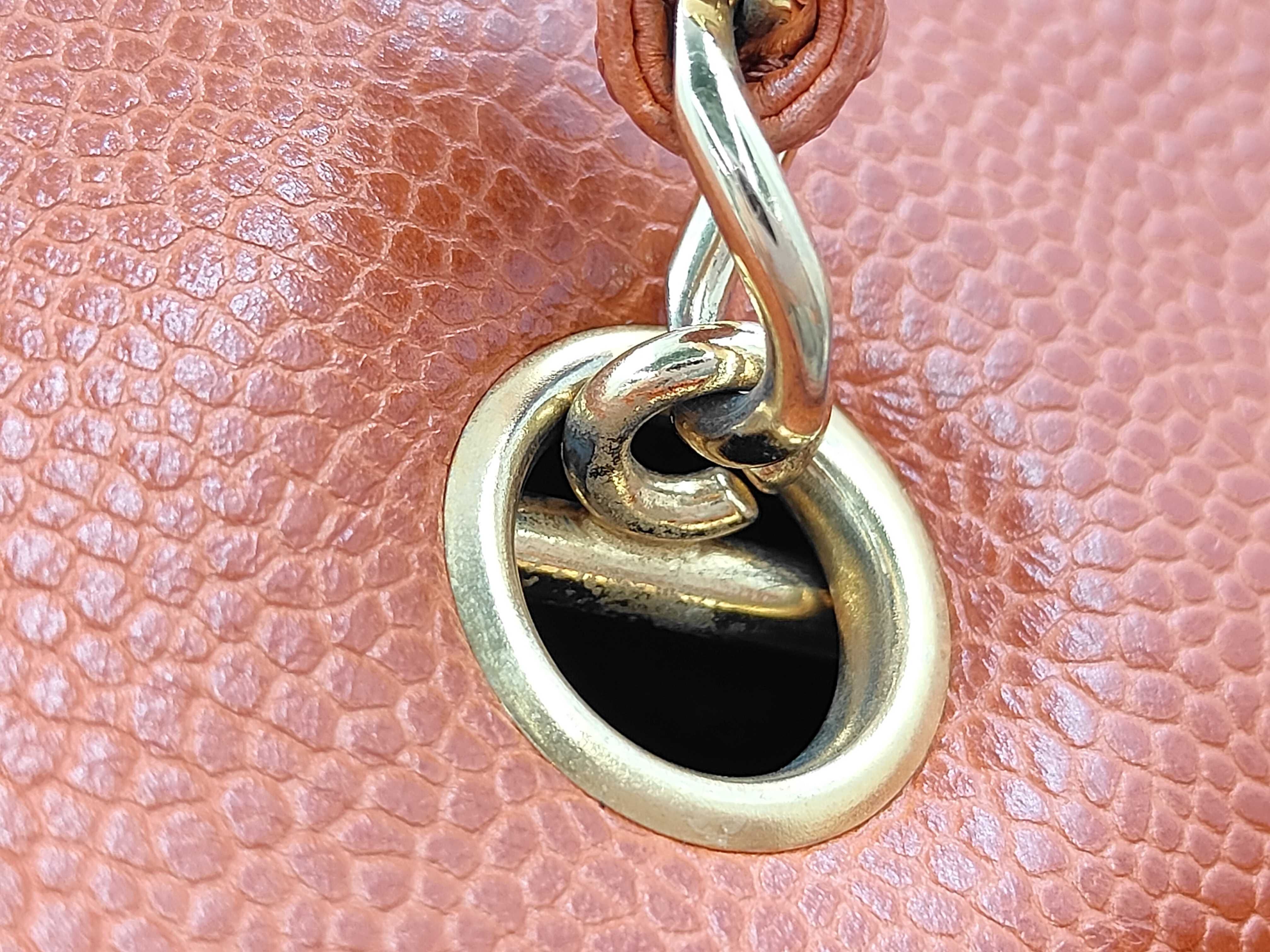 Coco Mark Caviar Skin Chain Tote Bag, Orange, Series 5 Tote Bag — view 3