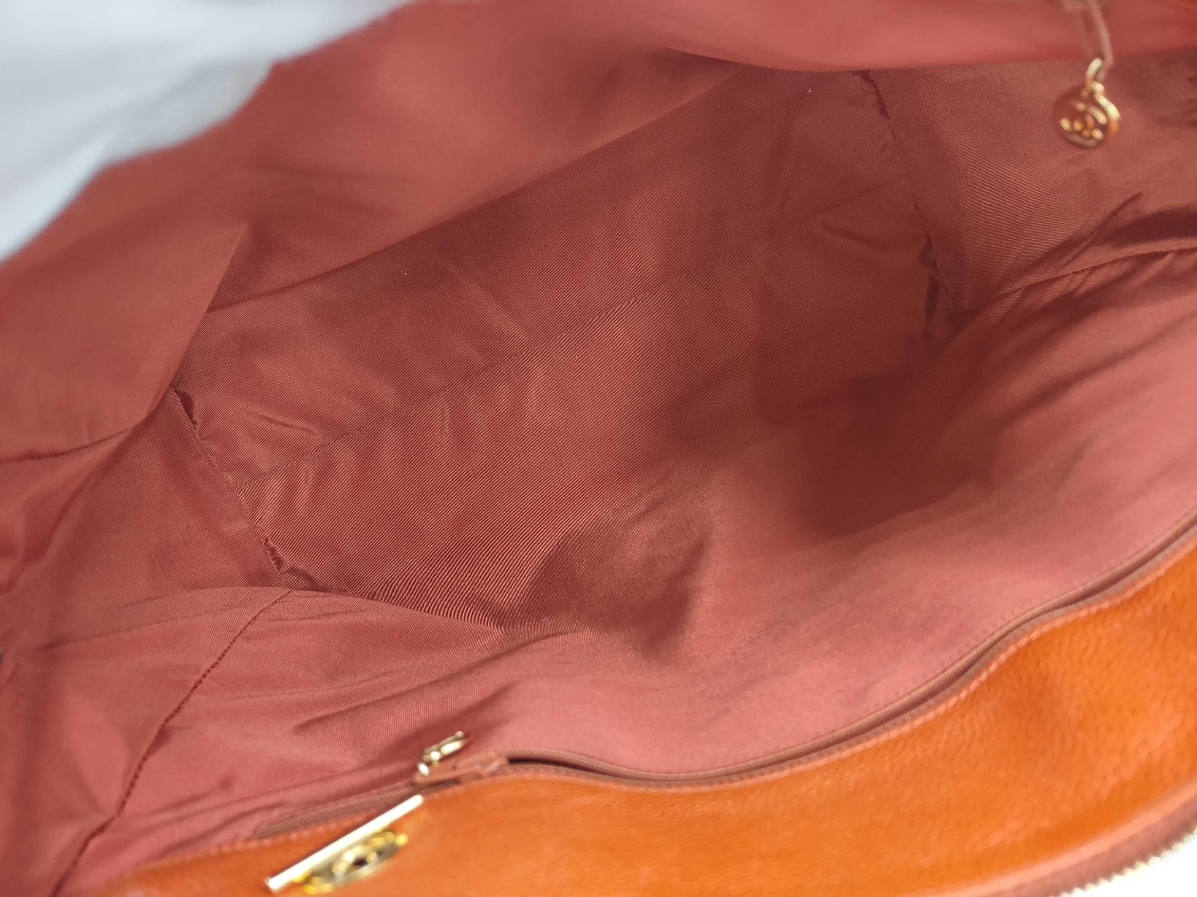 Coco Mark Caviar Skin Chain Tote Bag, Orange, Series 5 Tote Bag — view 9