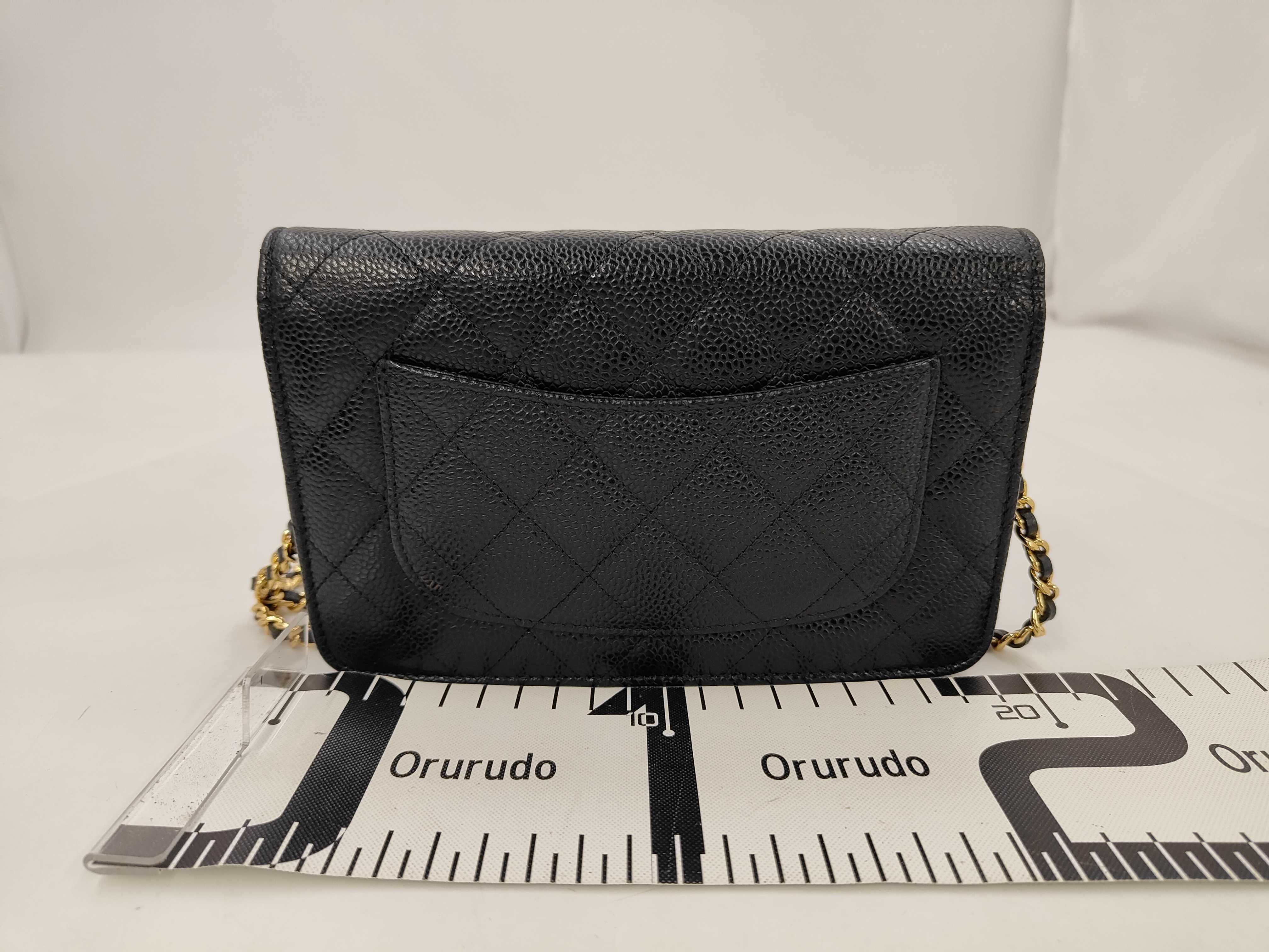 Caviar Skin Matelassé Chain Wallet Chain Shoulder Bag Black (Serial Number 28) — view 2