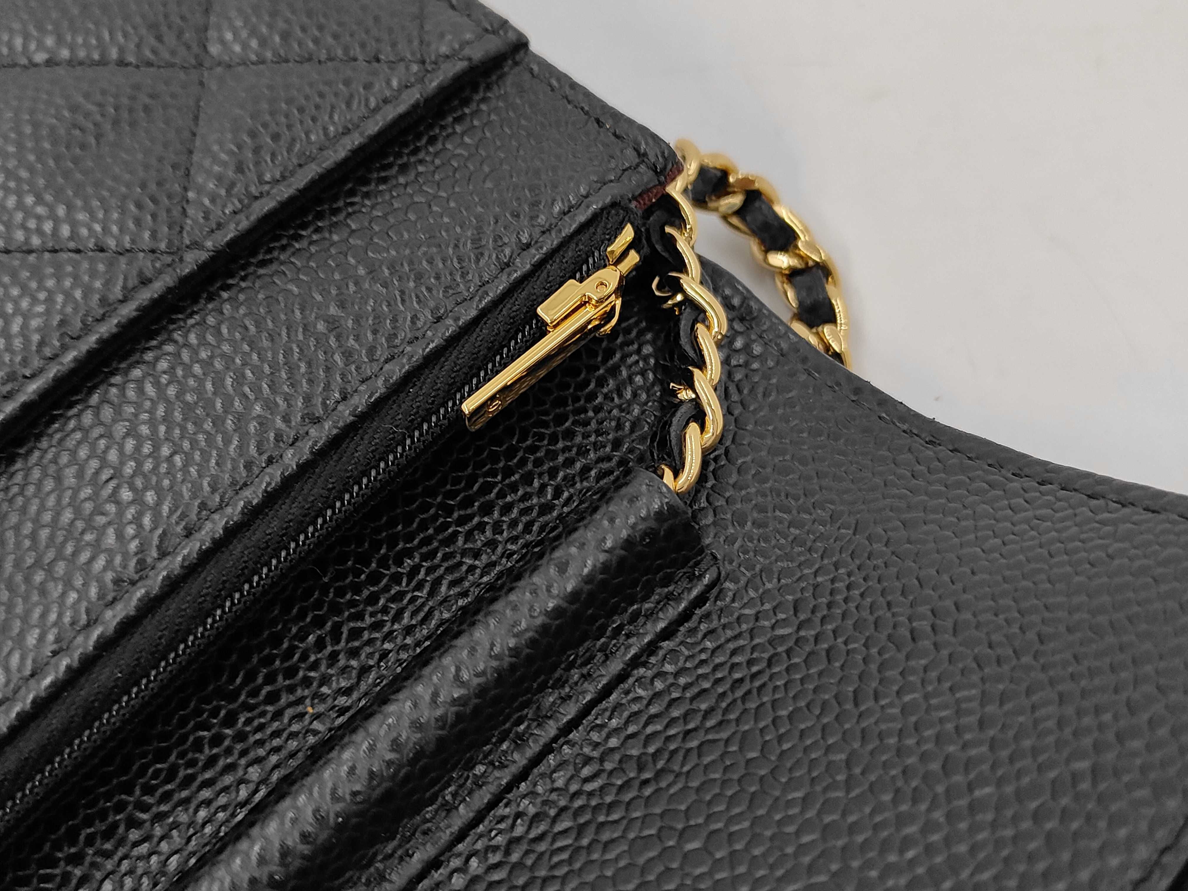 Caviar Skin Matelassé Chain Wallet Chain Shoulder Bag Black (Serial Number 28) — view 7