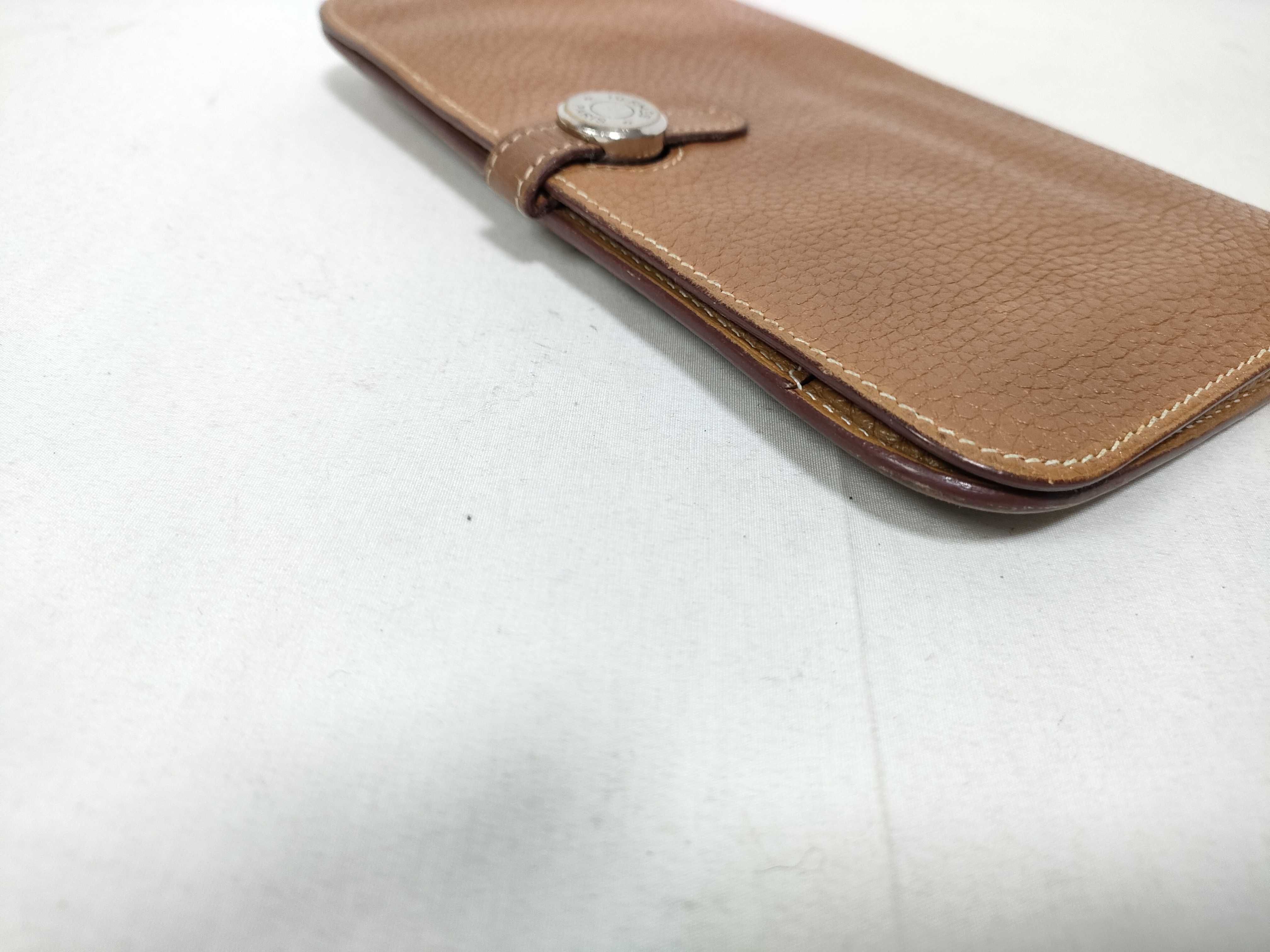 Dogon GM Long Wallet, Gold and Brown Leather, K Stamp — view 4