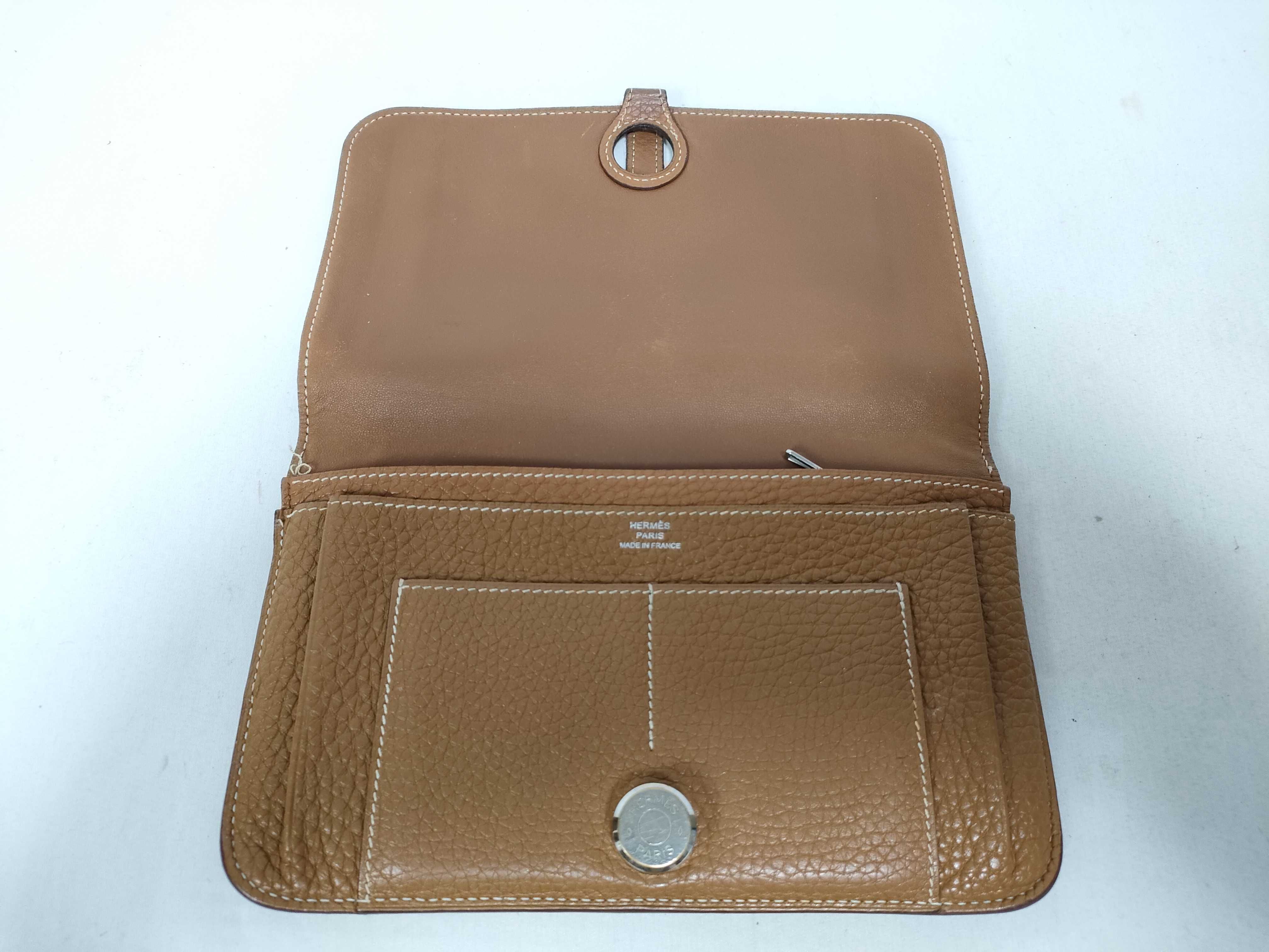 Dogon GM Long Wallet, Gold and Brown Leather, K Stamp — view 9