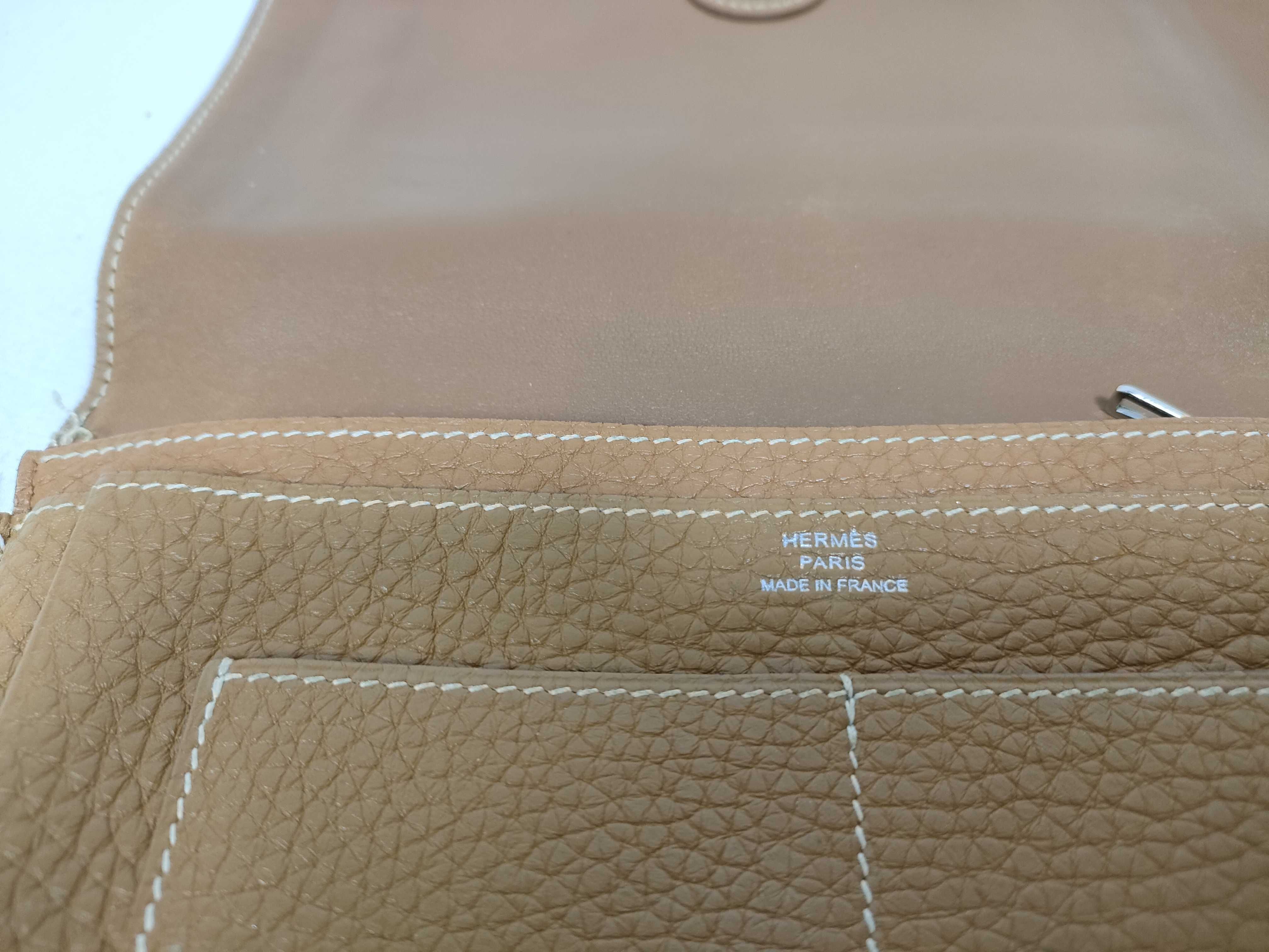 Dogon GM Long Wallet, Gold and Brown Leather, K Stamp — view 10