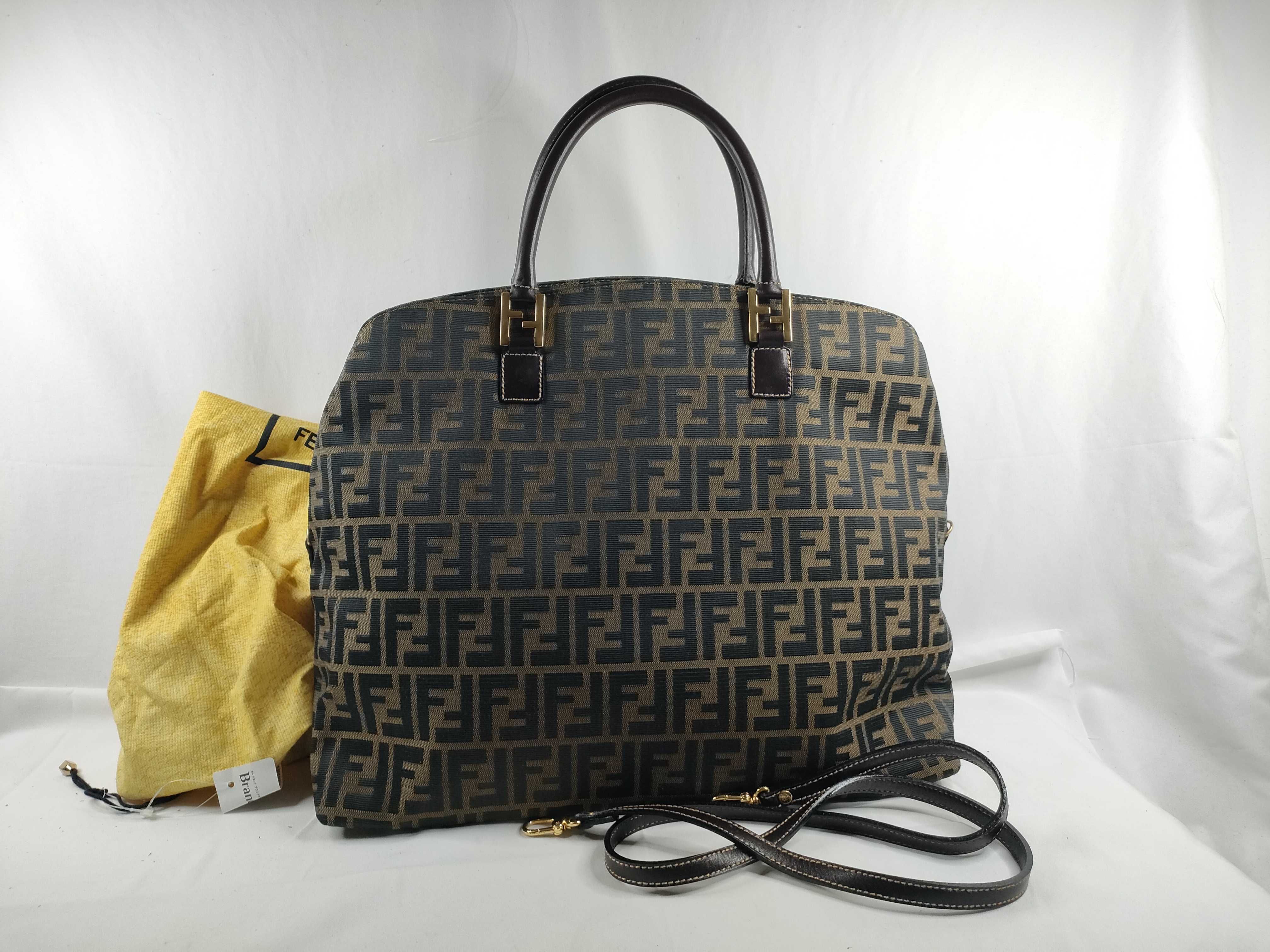 Zucca pattern tote bag, Fendi Zucca shoulder bag, 2-way, FF hardware, handbag
