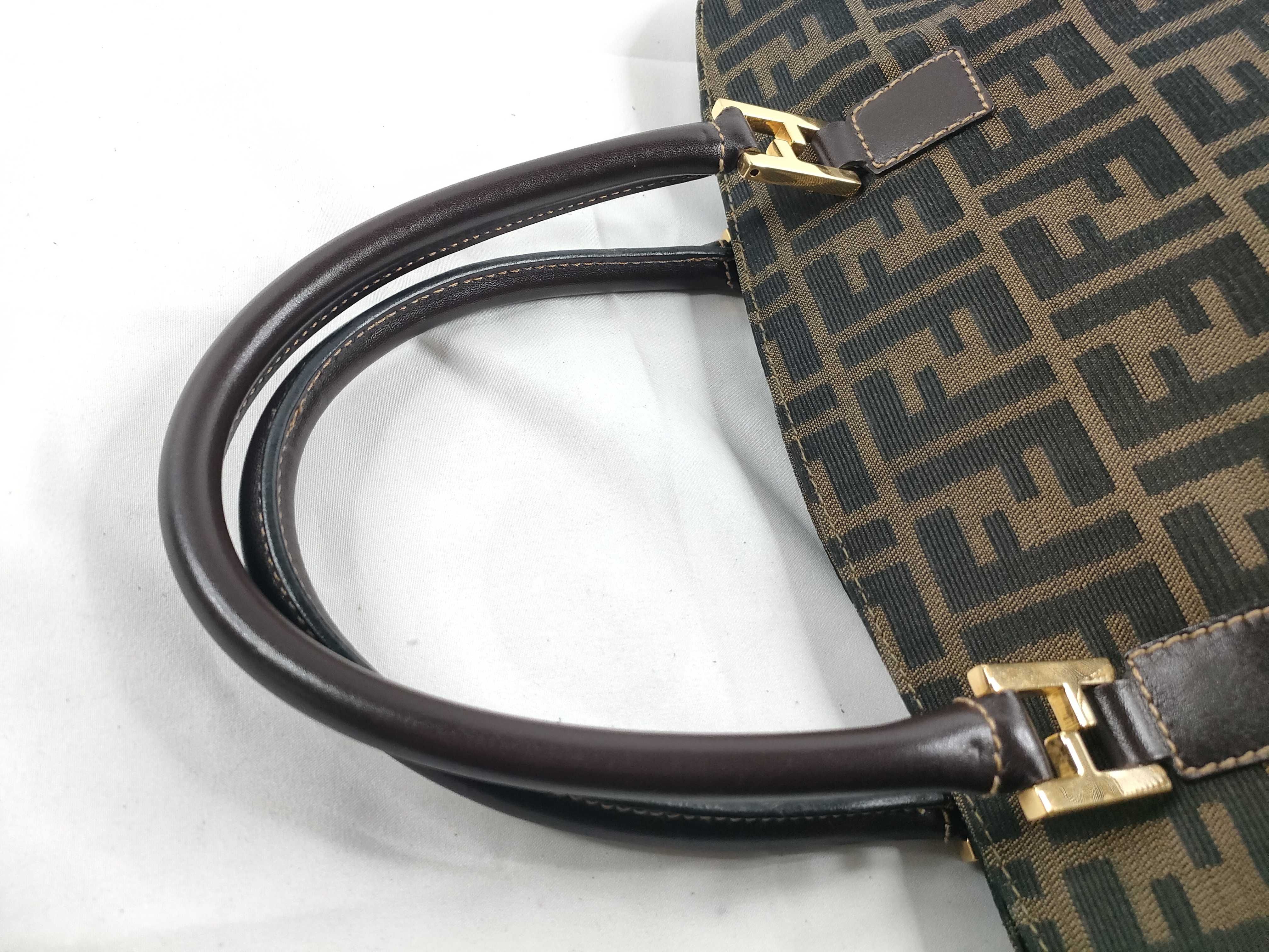 Zucca pattern tote bag, Fendi Zucca shoulder bag, 2-way, FF hardware, handbag — view 6