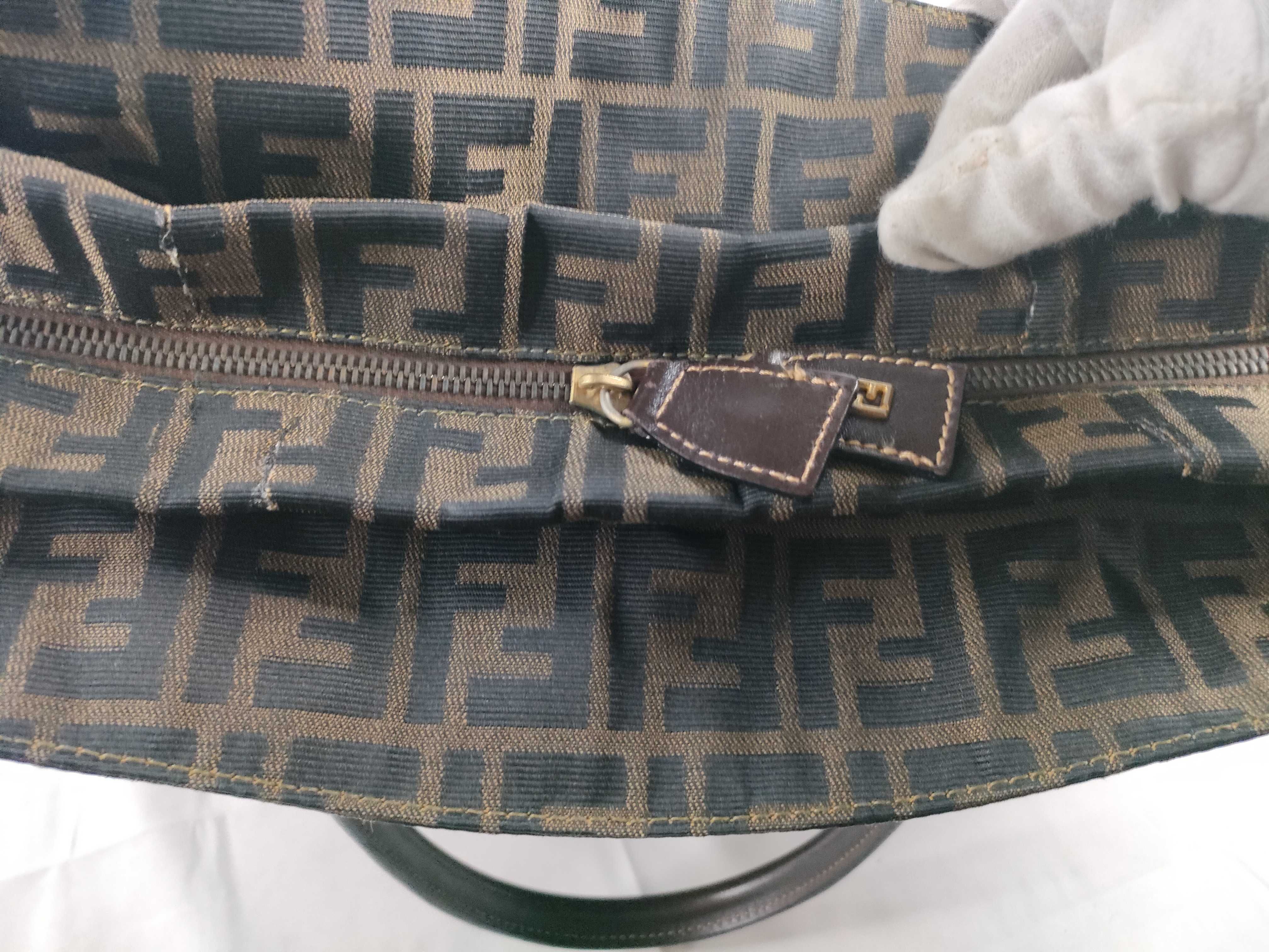 Zucca pattern tote bag, Fendi Zucca shoulder bag, 2-way, FF hardware, handbag — view 10