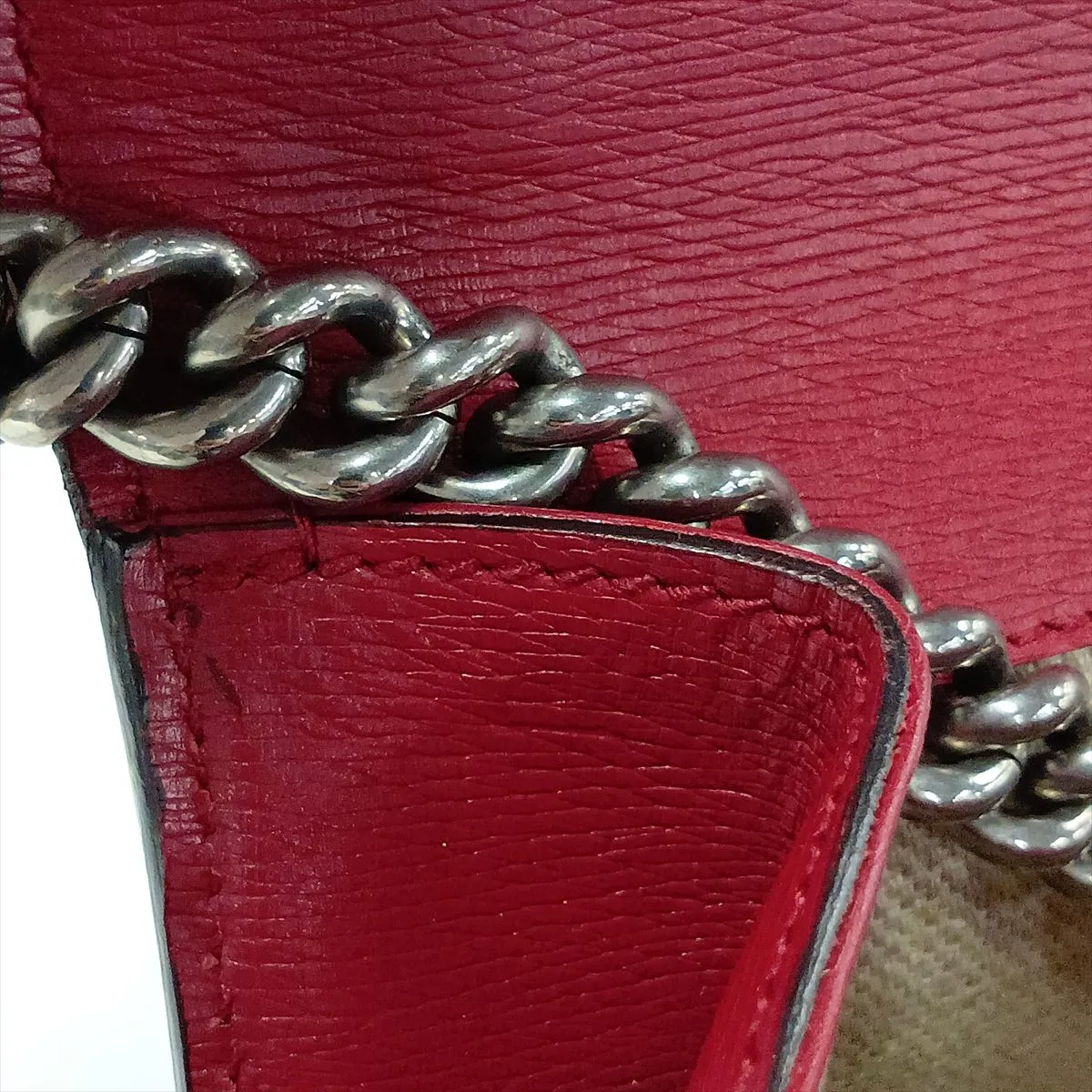 GG Blooms Dionysus 400219 Leather Chain Shoulder Bag, Red — view 13