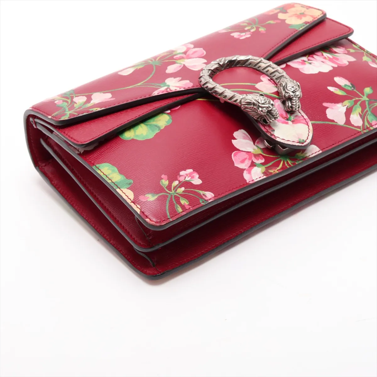 GG Blooms Dionysus 400219 Leather Chain Shoulder Bag, Red — view 4