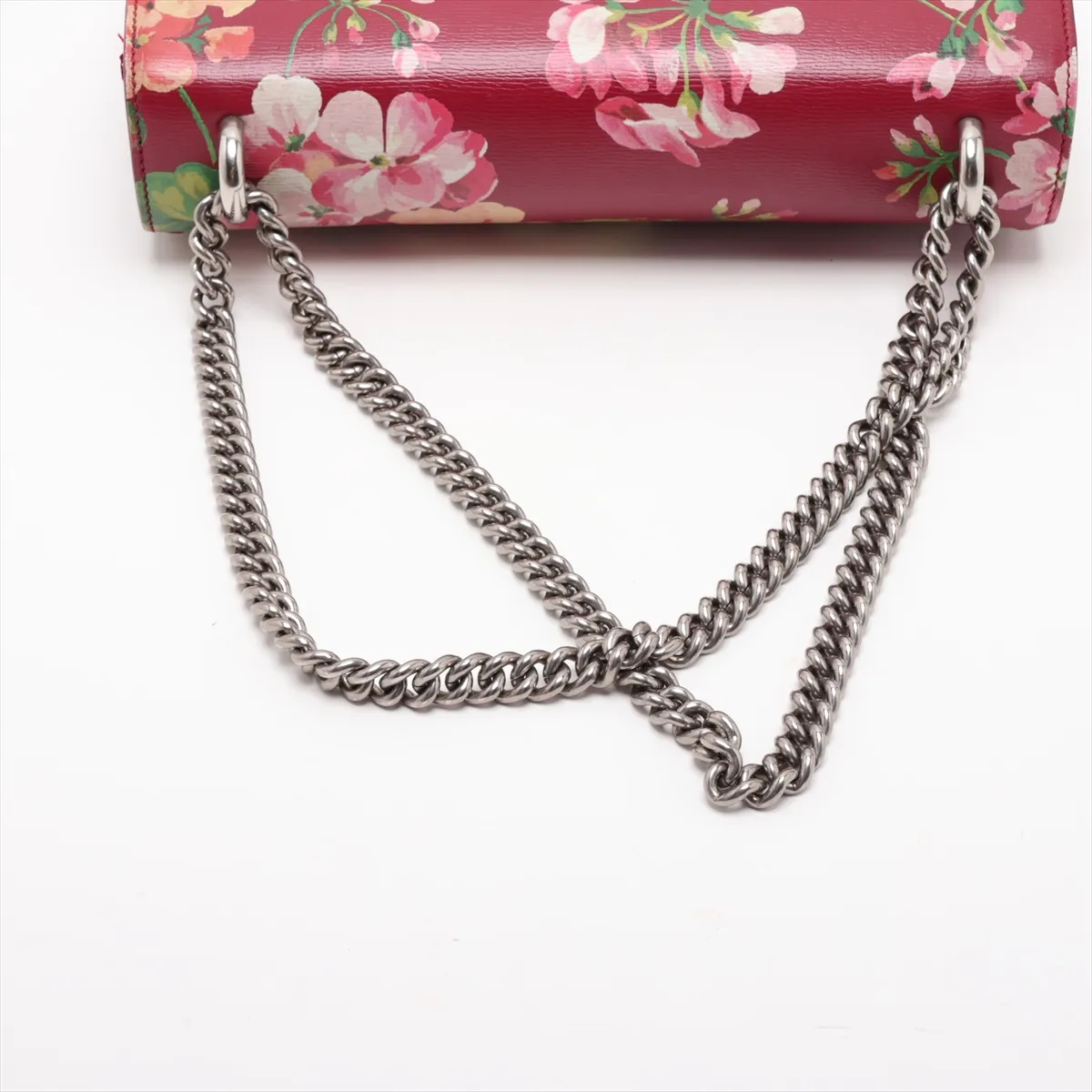 GG Blooms Dionysus 400219 Leather Chain Shoulder Bag, Red — view 5