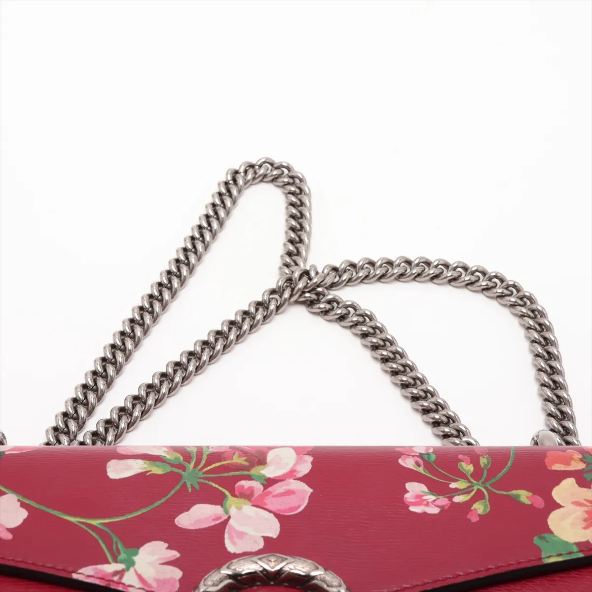 GG Blooms Dionysus 400219 Leather Chain Shoulder Bag, Red — view 6