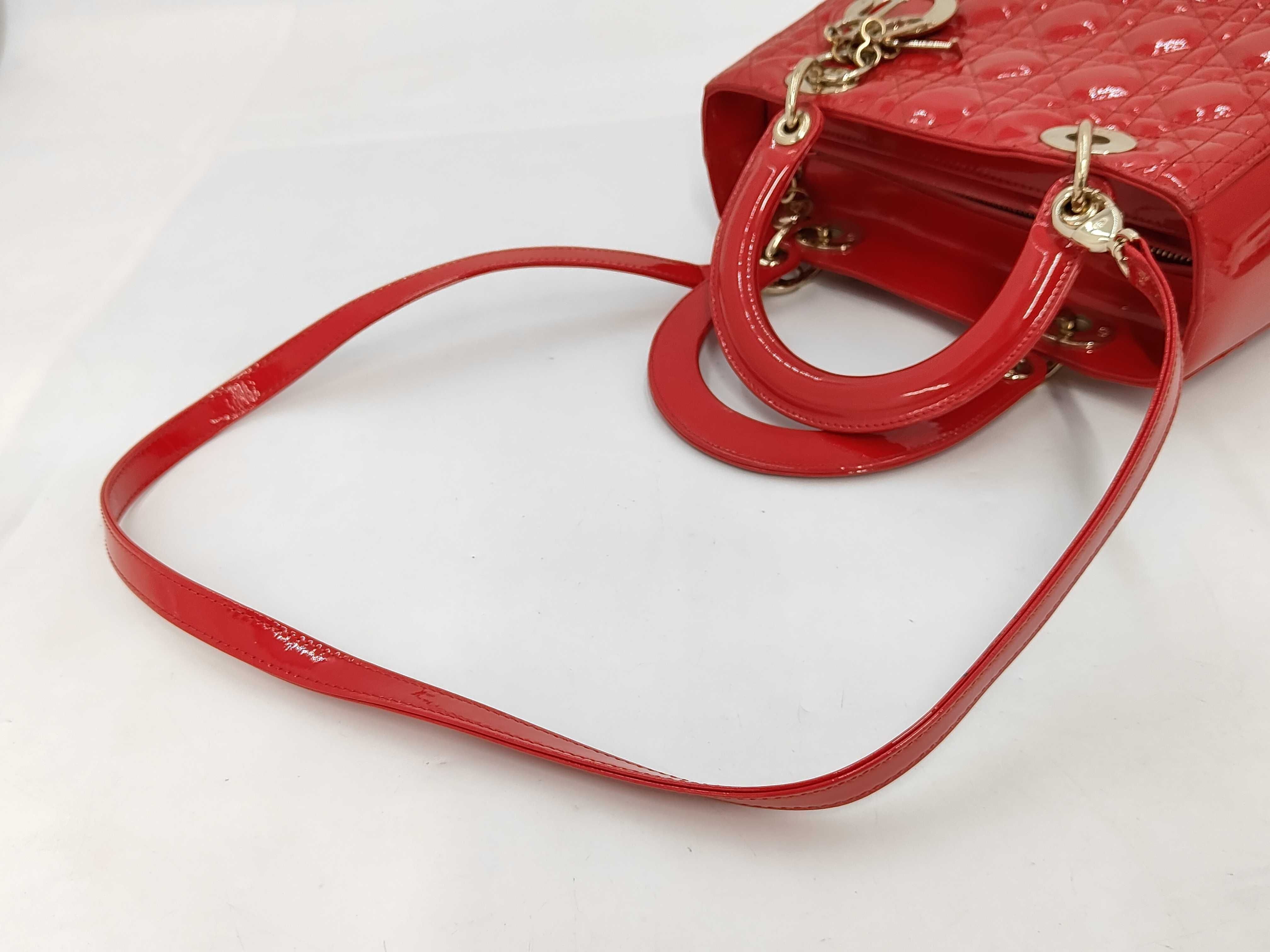 Lady Dior Cannage 2-way Shoulder Bag, Red, with strap and authenticity card. — view 3