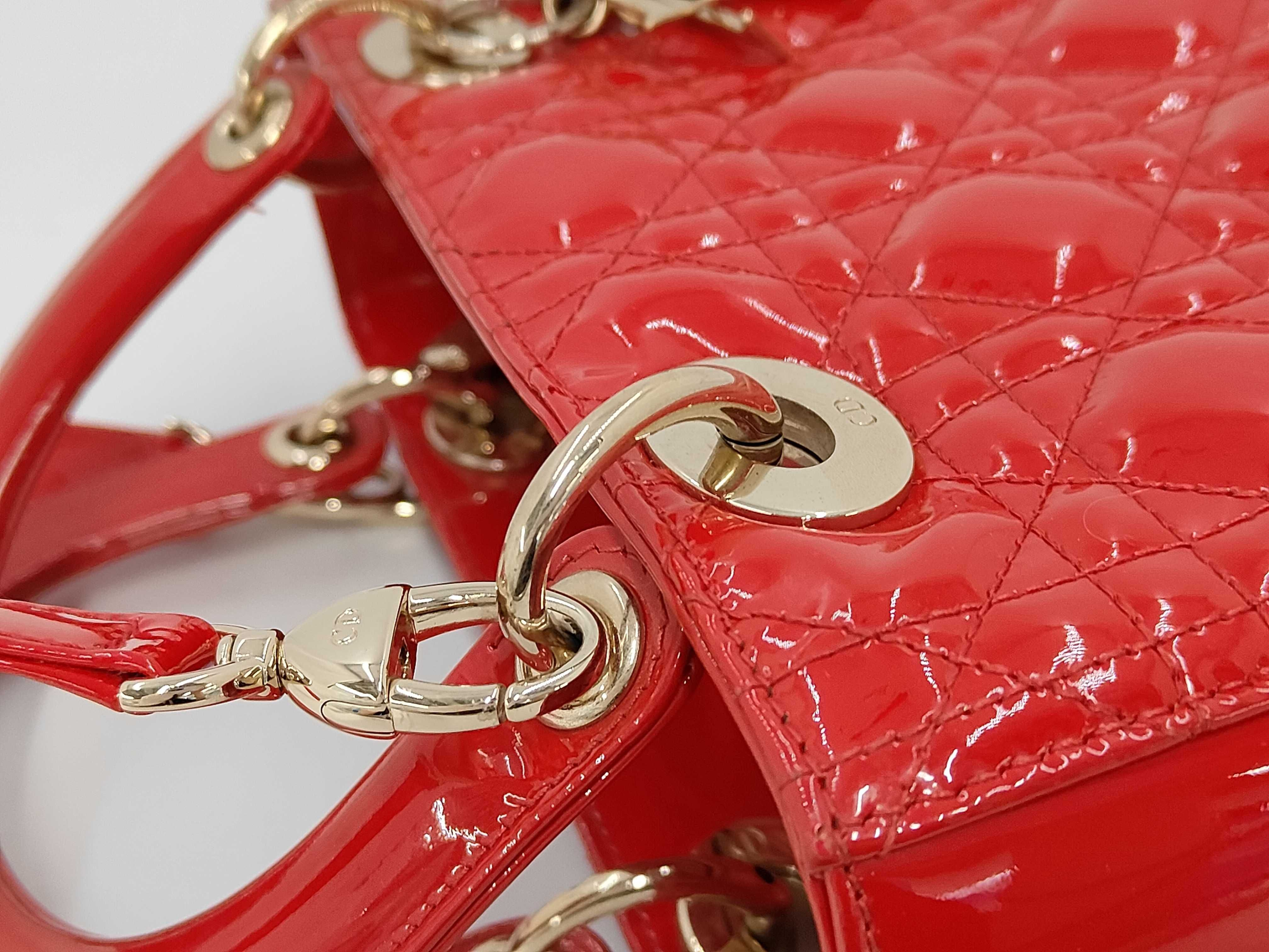 Lady Dior Cannage 2-way Shoulder Bag, Red, with strap and authenticity card. — view 5