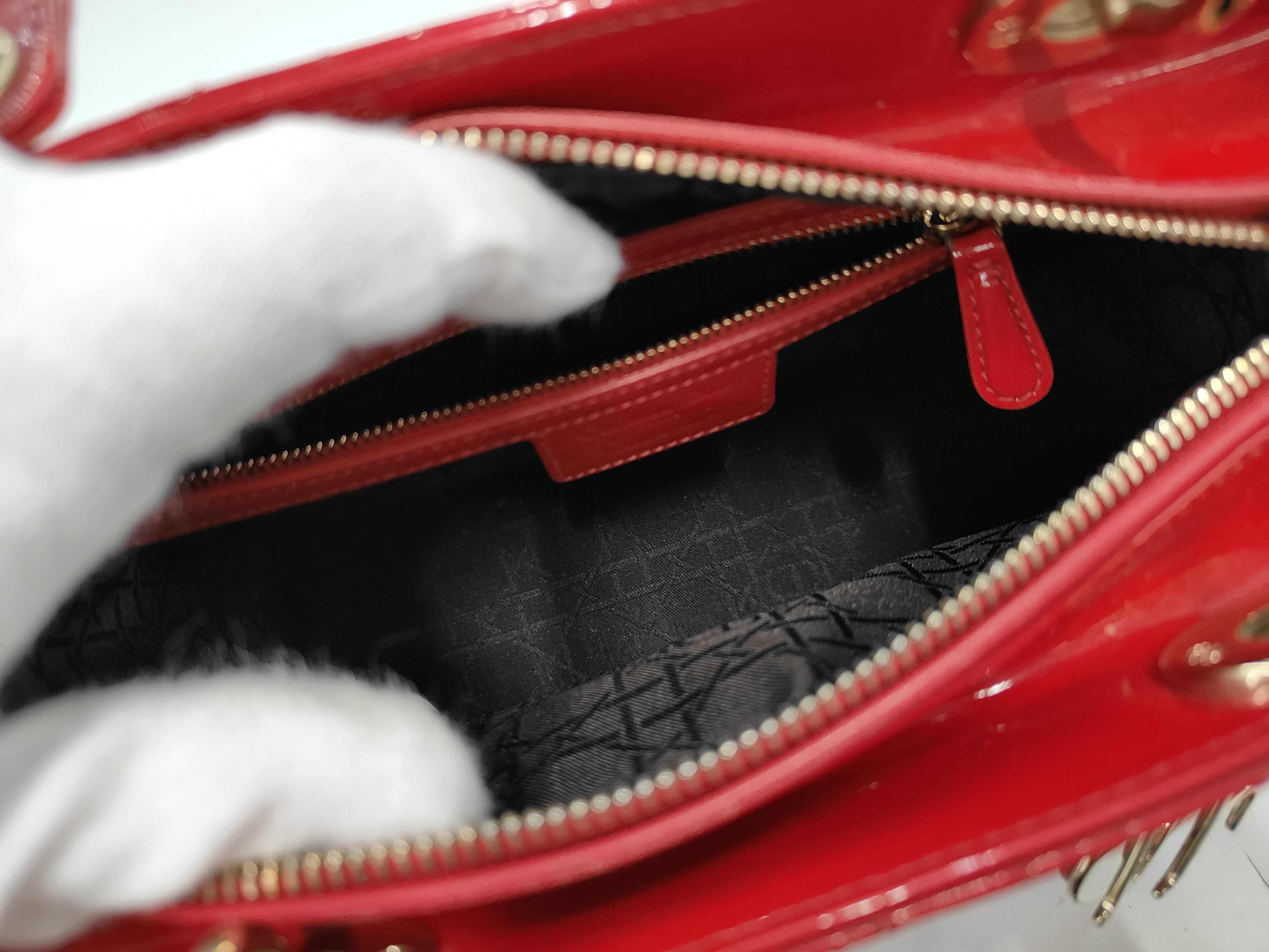 Lady Dior Cannage 2-way Shoulder Bag, Red, with strap and authenticity card. — view 9