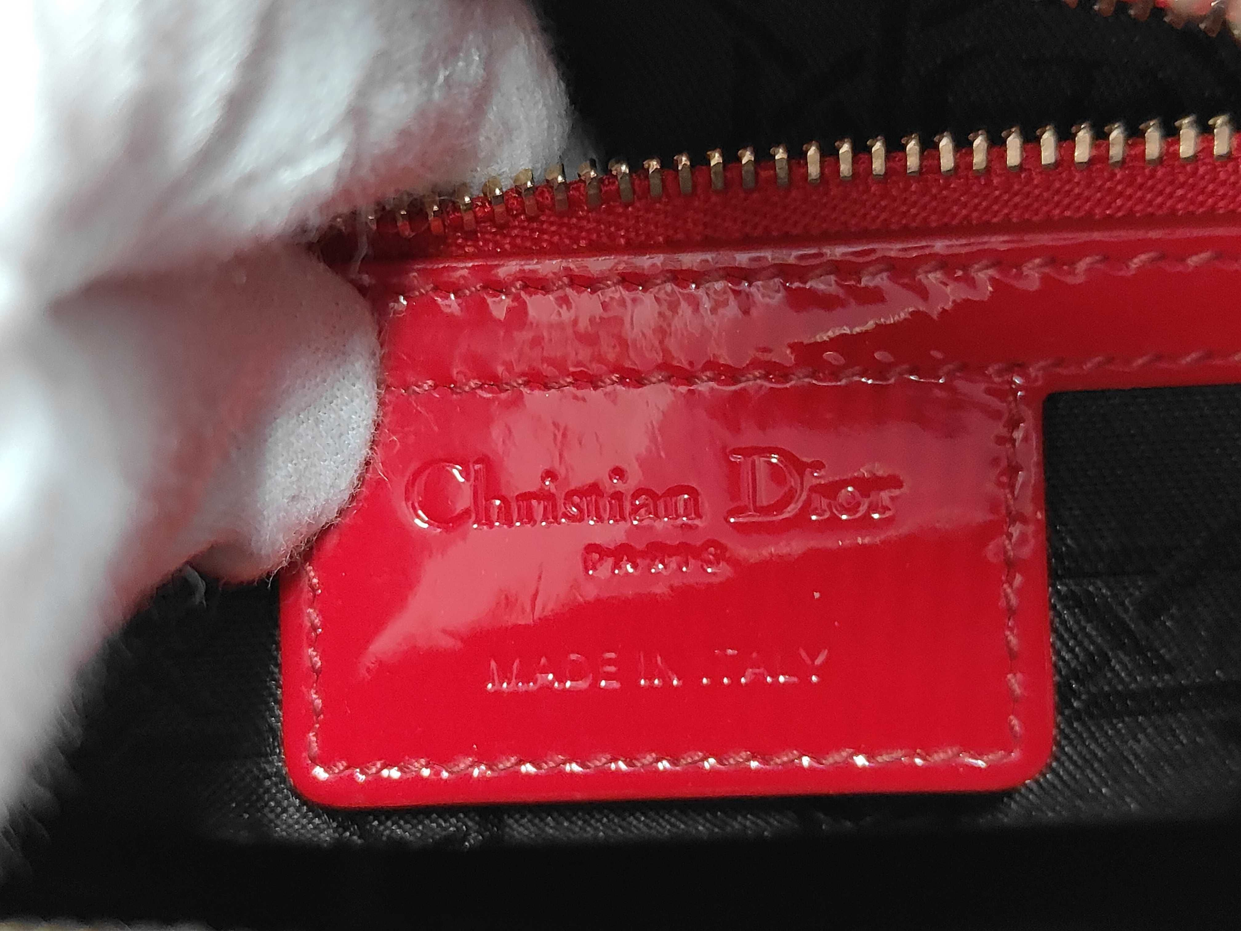 Lady Dior Cannage 2-way Shoulder Bag, Red, with strap and authenticity card. — view 10