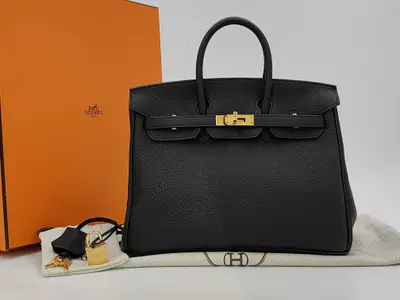 Birkin 25 Togo Black Handbag with Gold Hardware (K Stamp)