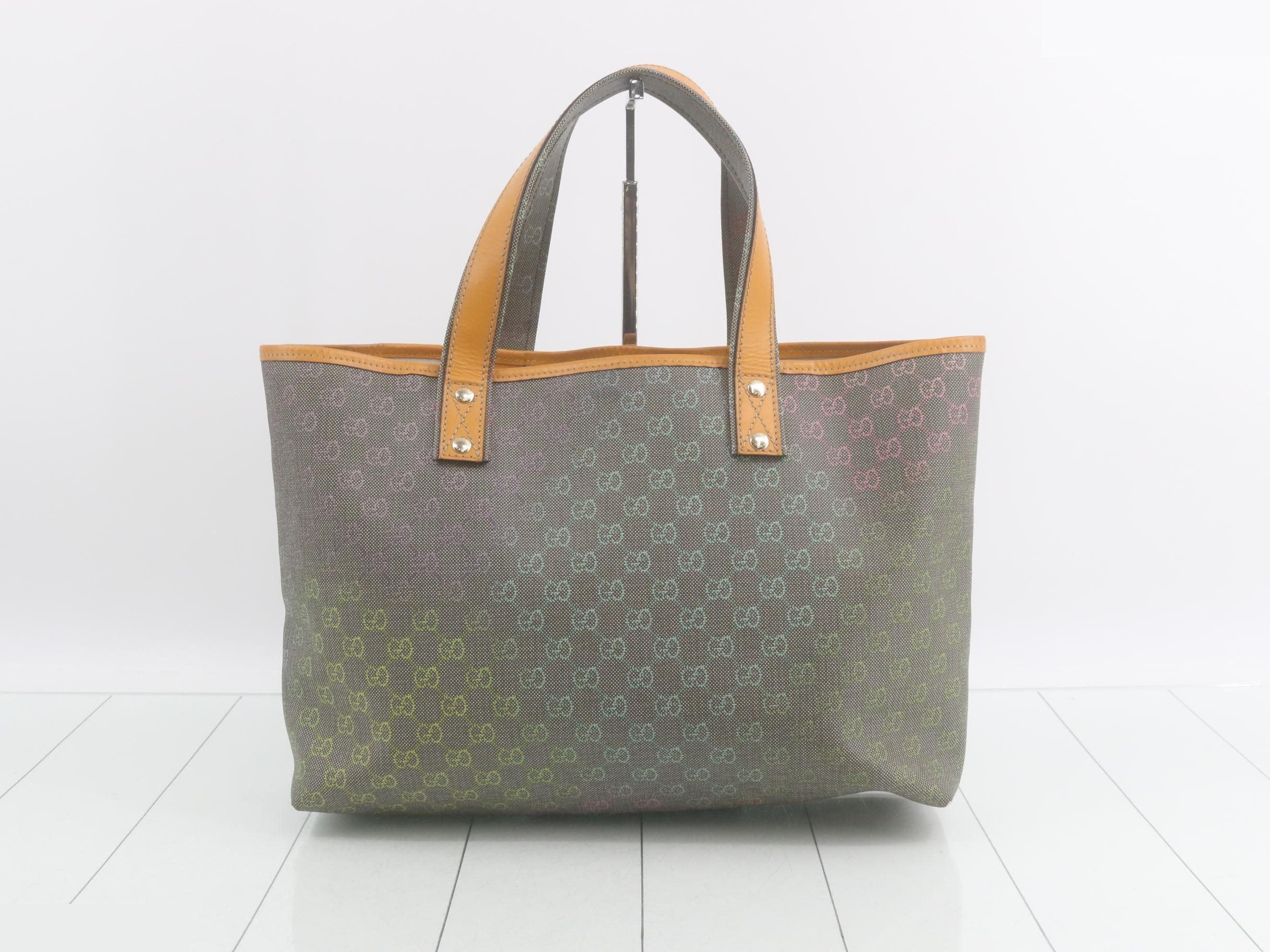 GG Plus Shopper Tote, Rainbow, Multicolor x Camel, with dust bag. — view 2