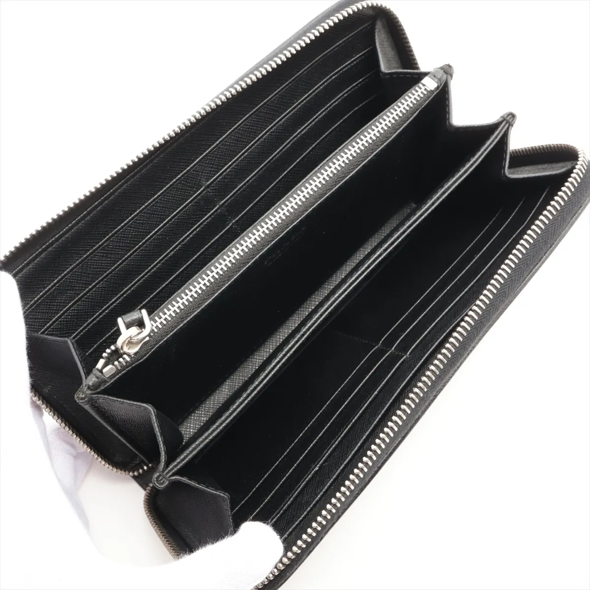 Tessuto Triangle Logo 1ML506 Nylon Round Zip Wallet Black — view 3