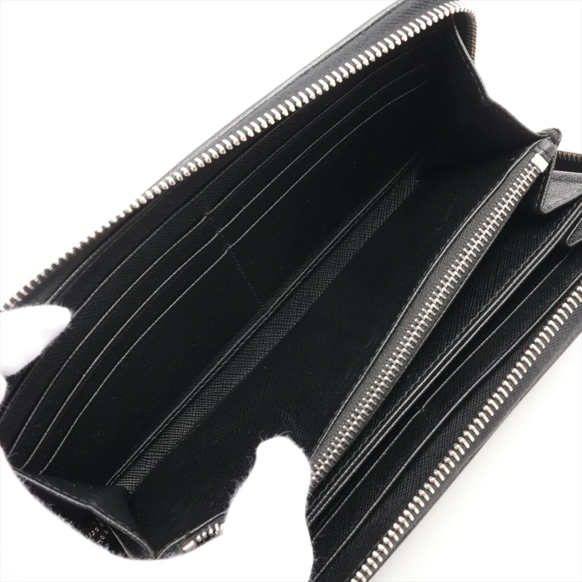 Tessuto Triangle Logo 1ML506 Nylon Round Zip Wallet Black — view 4