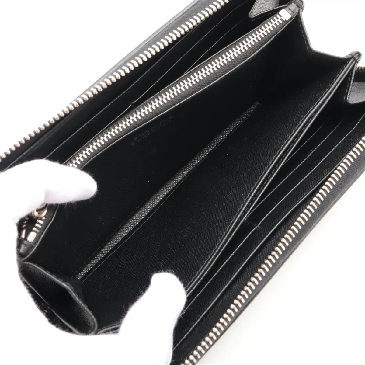 Tessuto Triangle Logo 1ML506 Nylon Round Zip Wallet Black — view 5