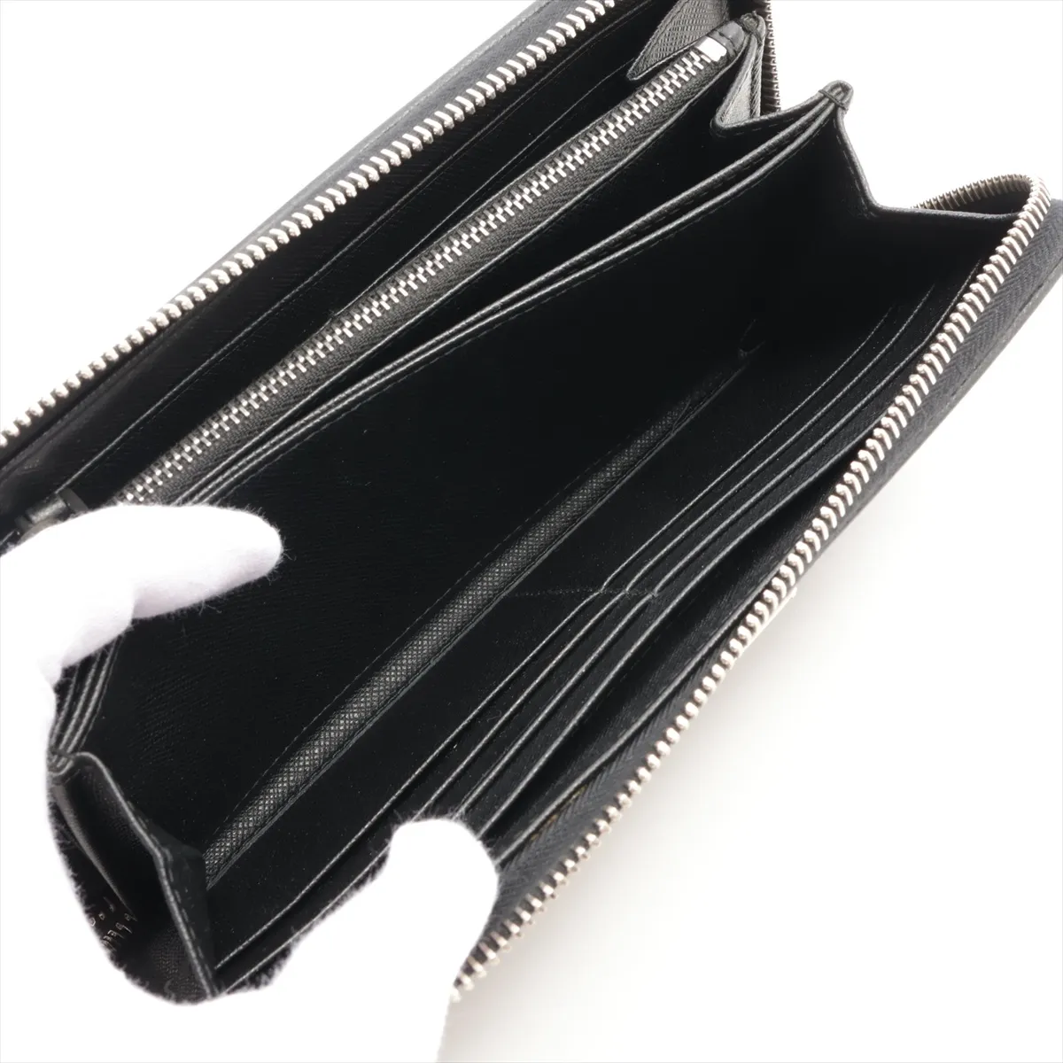 Tessuto Triangle Logo 1ML506 Nylon Round Zip Wallet Black — view 6