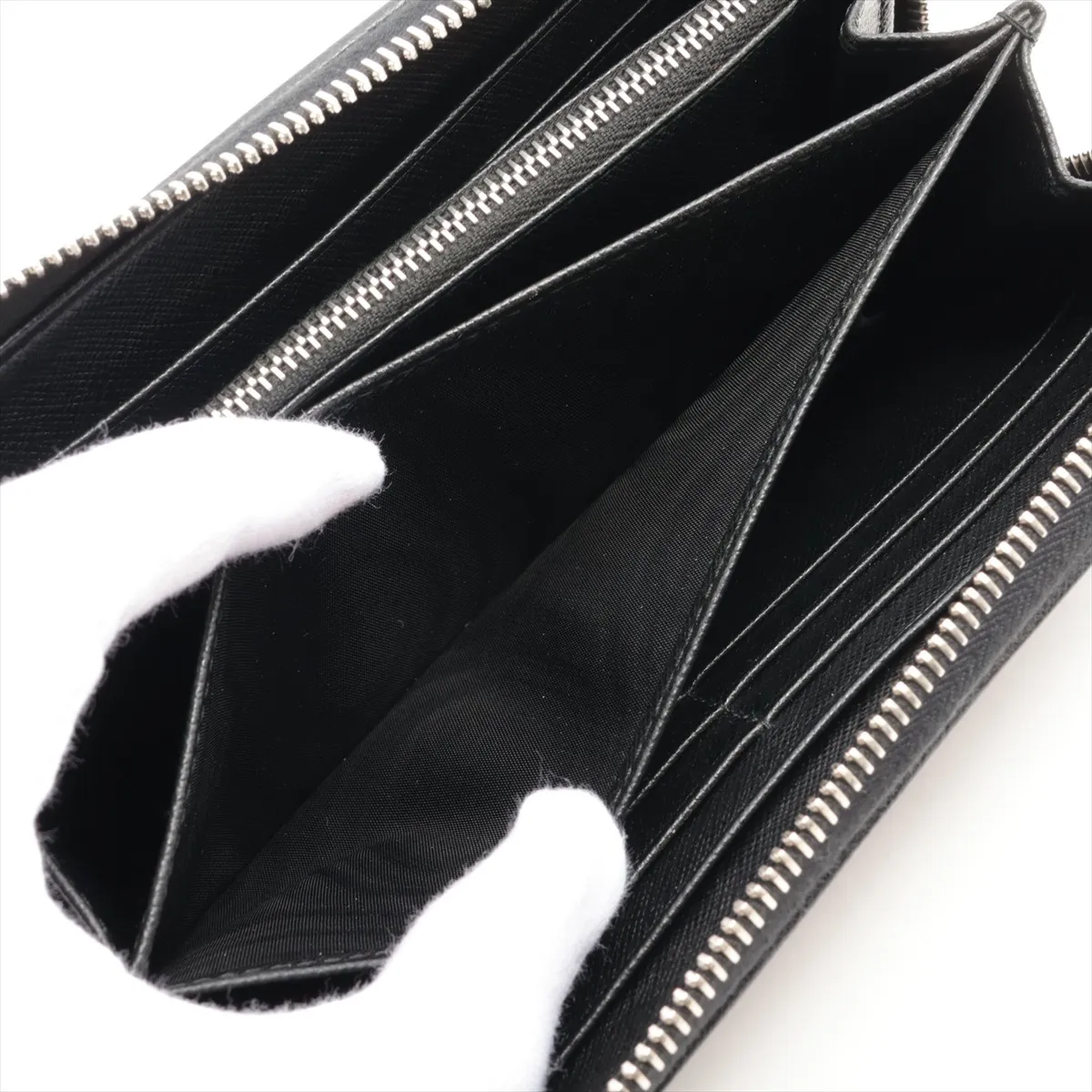 Tessuto Triangle Logo 1ML506 Nylon Round Zip Wallet Black — view 8