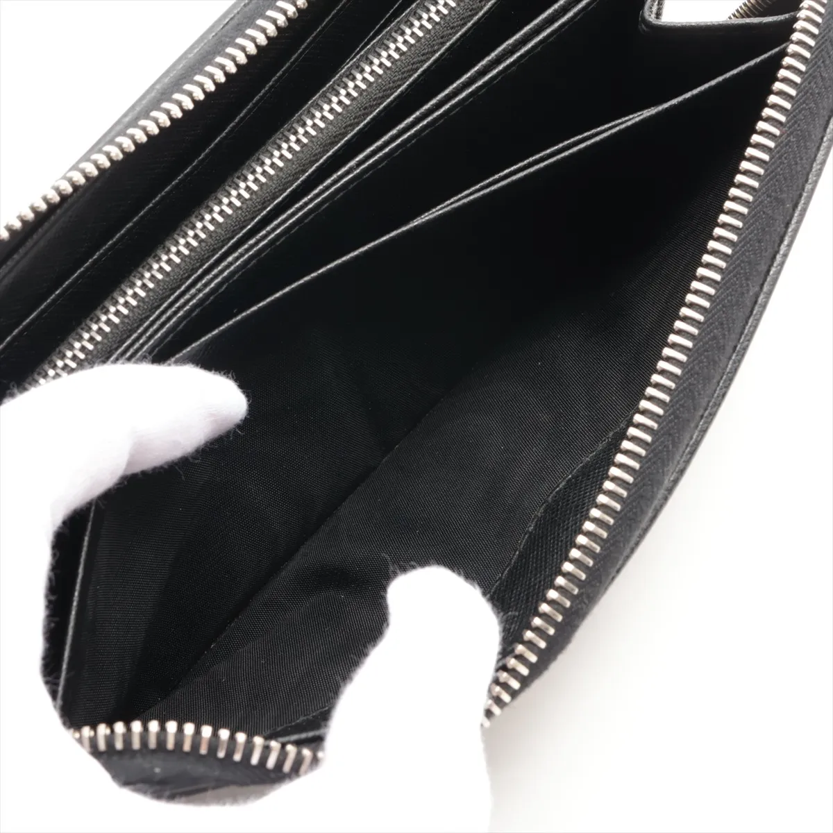 Tessuto Triangle Logo 1ML506 Nylon Round Zip Wallet Black — view 9