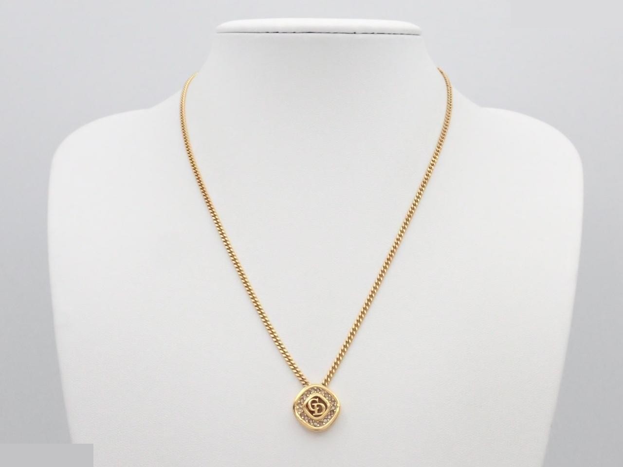 Logo necklace with rhinestones, gold plated, neck circumference approximately 45cm. — view 3