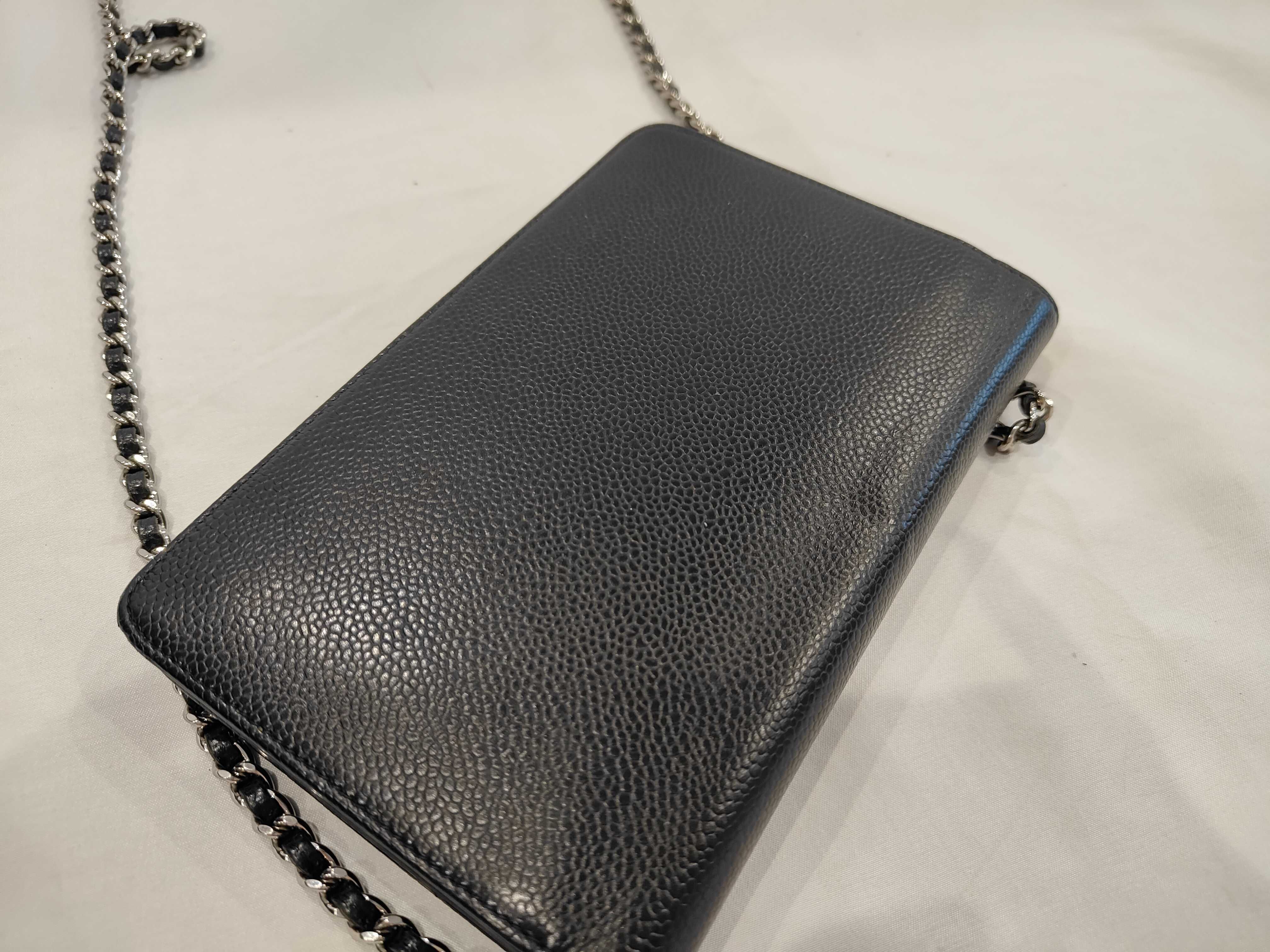 Caviar Skin Large Coco Mark Chain Wallet, Silver Hardware, Serial Number 22-series Shoulder Bag — view 15