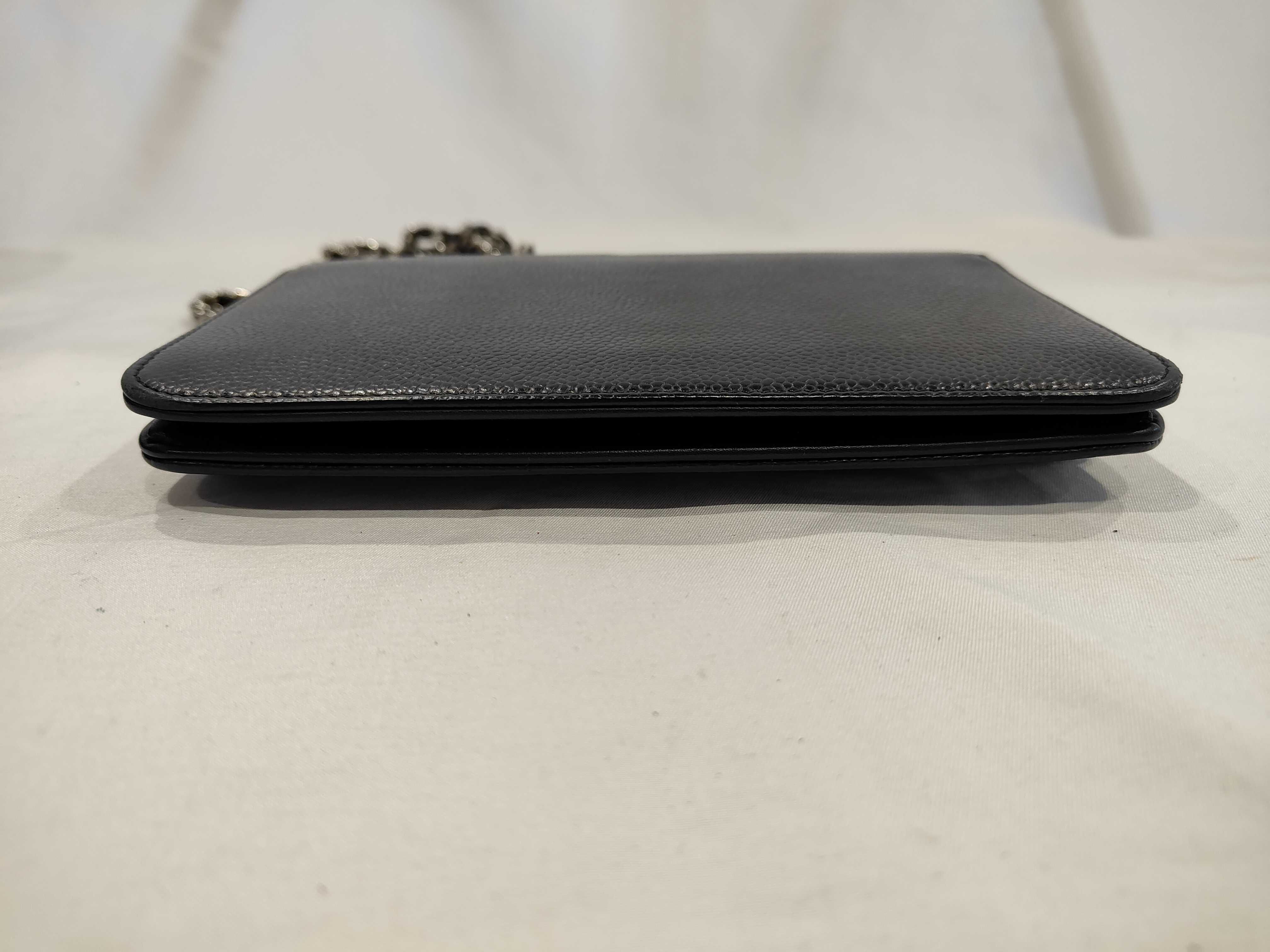 Caviar Skin Large Coco Mark Chain Wallet, Silver Hardware, Serial Number 22-series Shoulder Bag — view 3