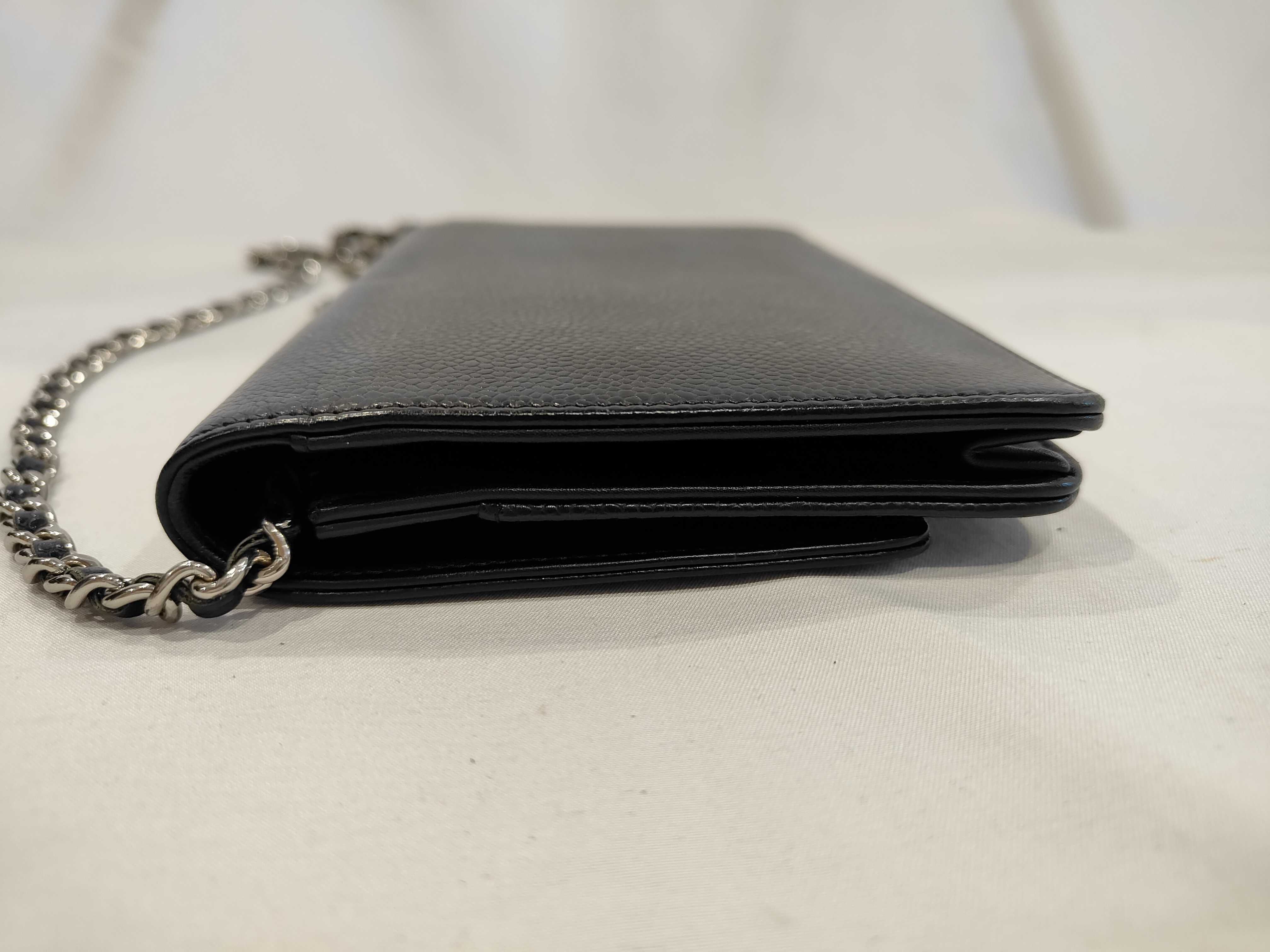 Caviar Skin Large Coco Mark Chain Wallet, Silver Hardware, Serial Number 22-series Shoulder Bag — view 5