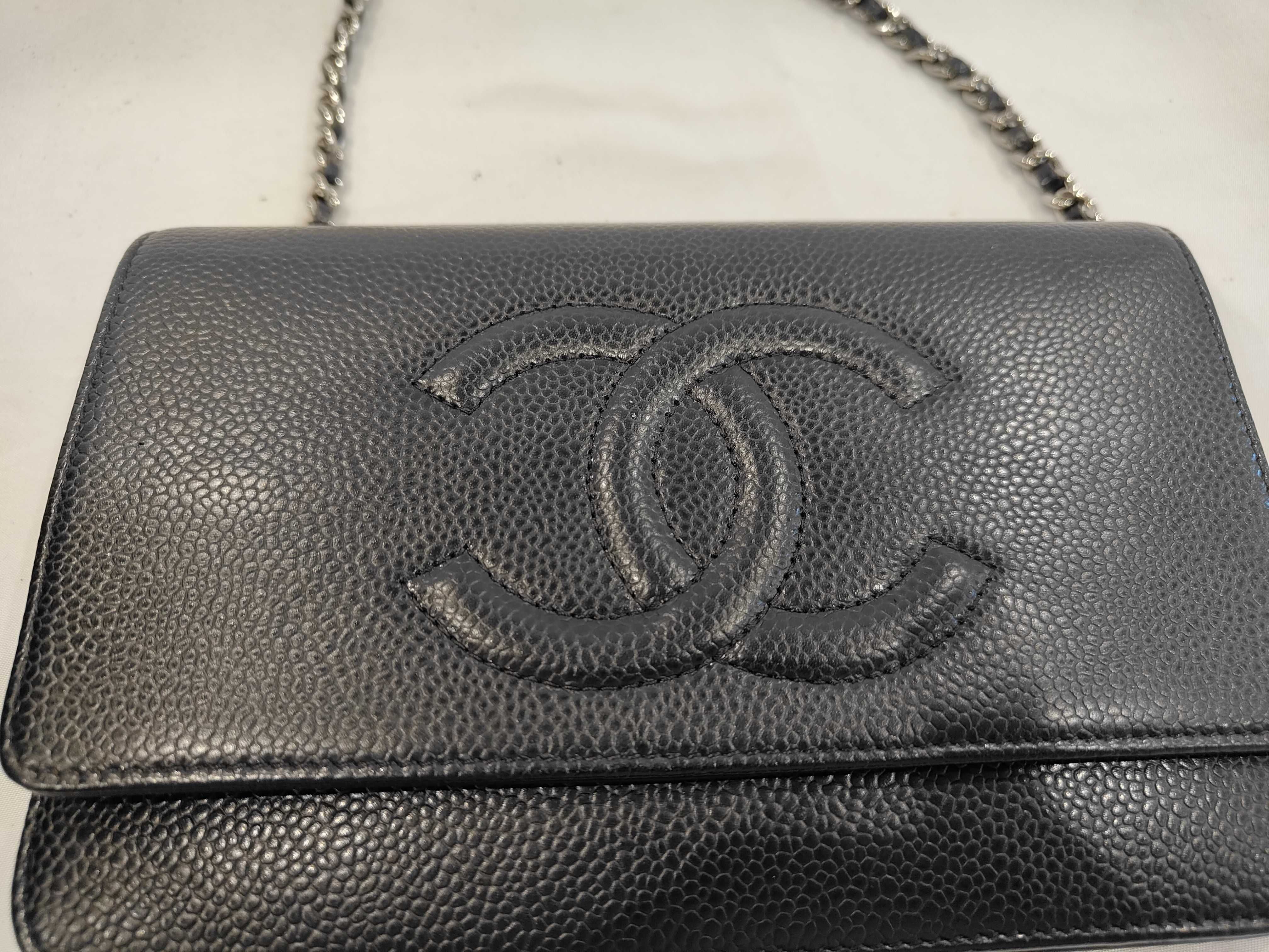 Caviar Skin Large Coco Mark Chain Wallet, Silver Hardware, Serial Number 22-series Shoulder Bag — view 6