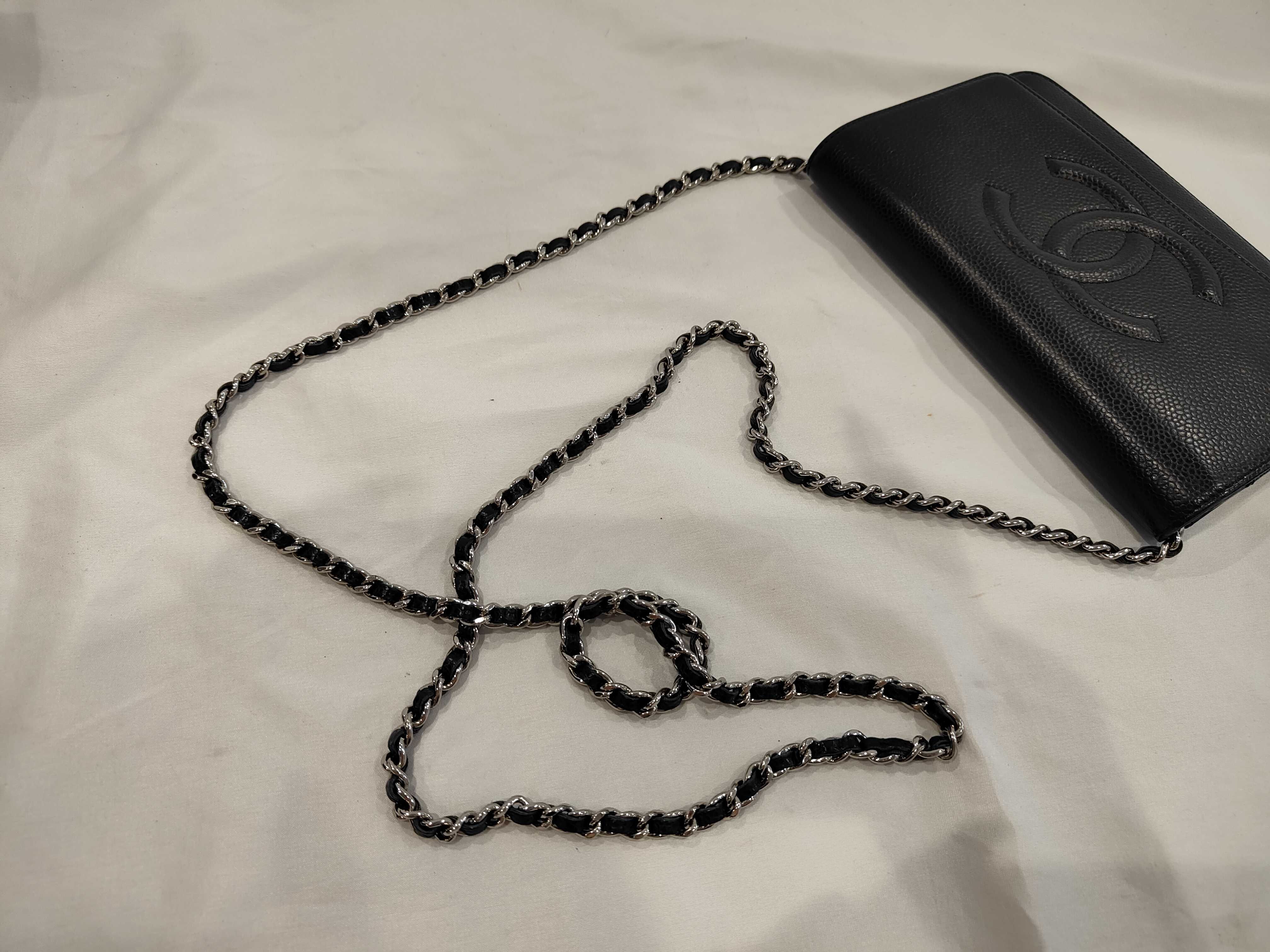 Caviar Skin Large Coco Mark Chain Wallet, Silver Hardware, Serial Number 22-series Shoulder Bag — view 7