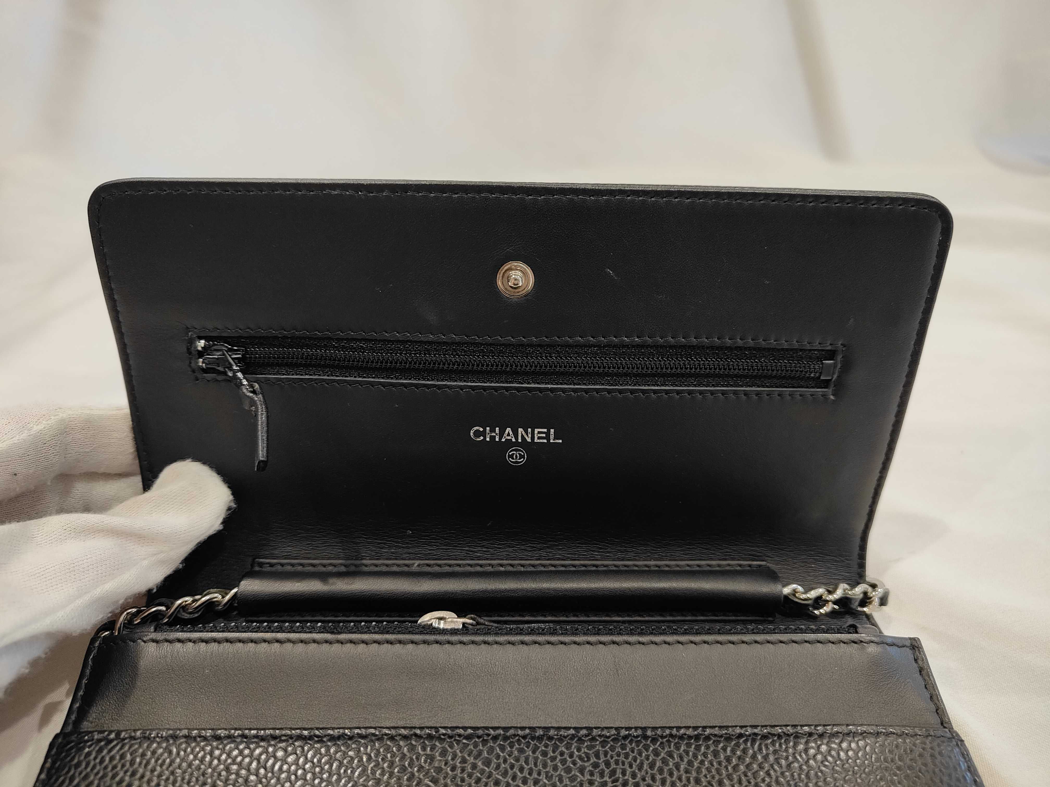 Caviar Skin Large Coco Mark Chain Wallet, Silver Hardware, Serial Number 22-series Shoulder Bag — view 10