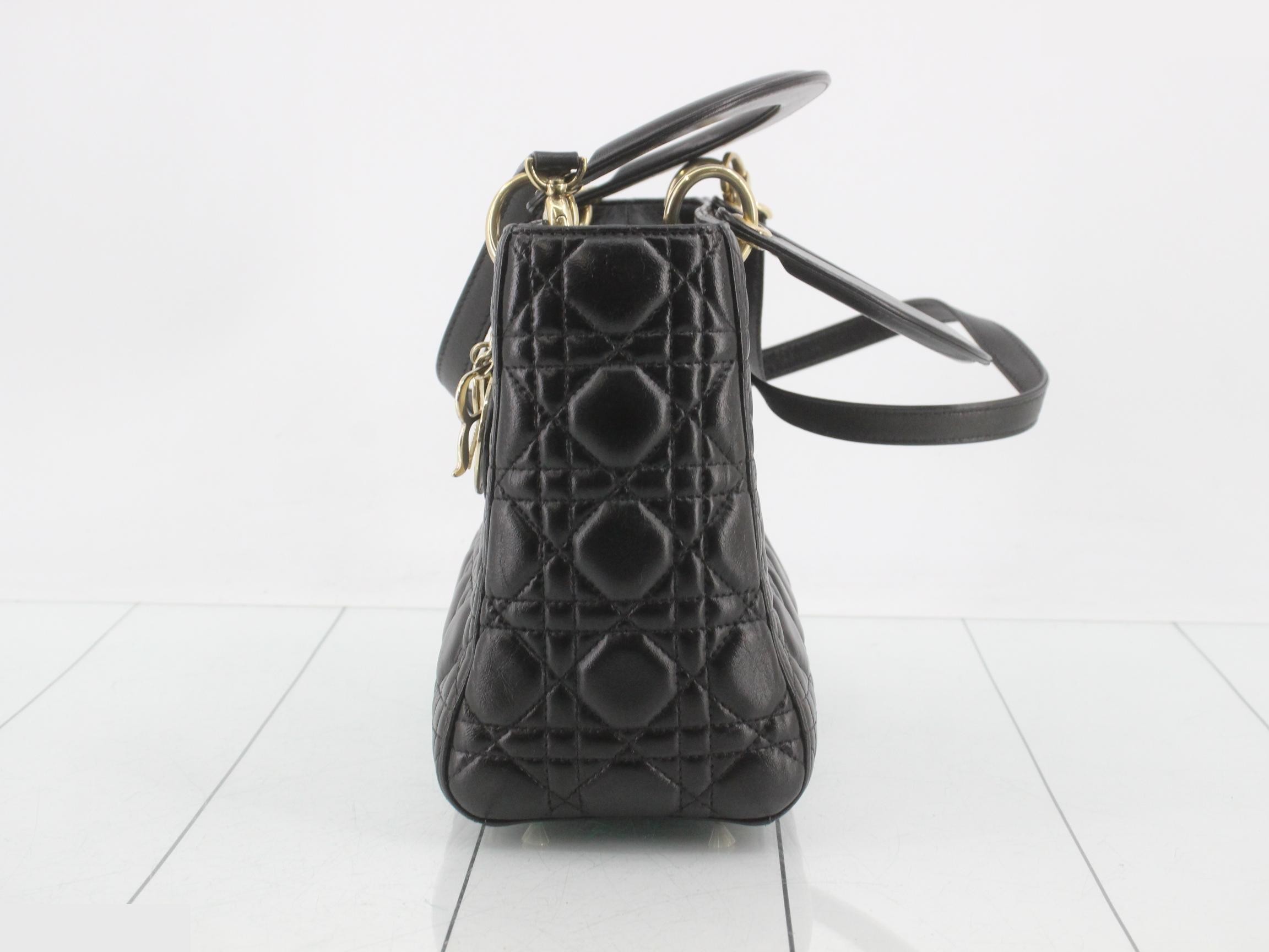 Lady Dior Lambskin Black Cannage 2-Way Handbag with Strap — view 3