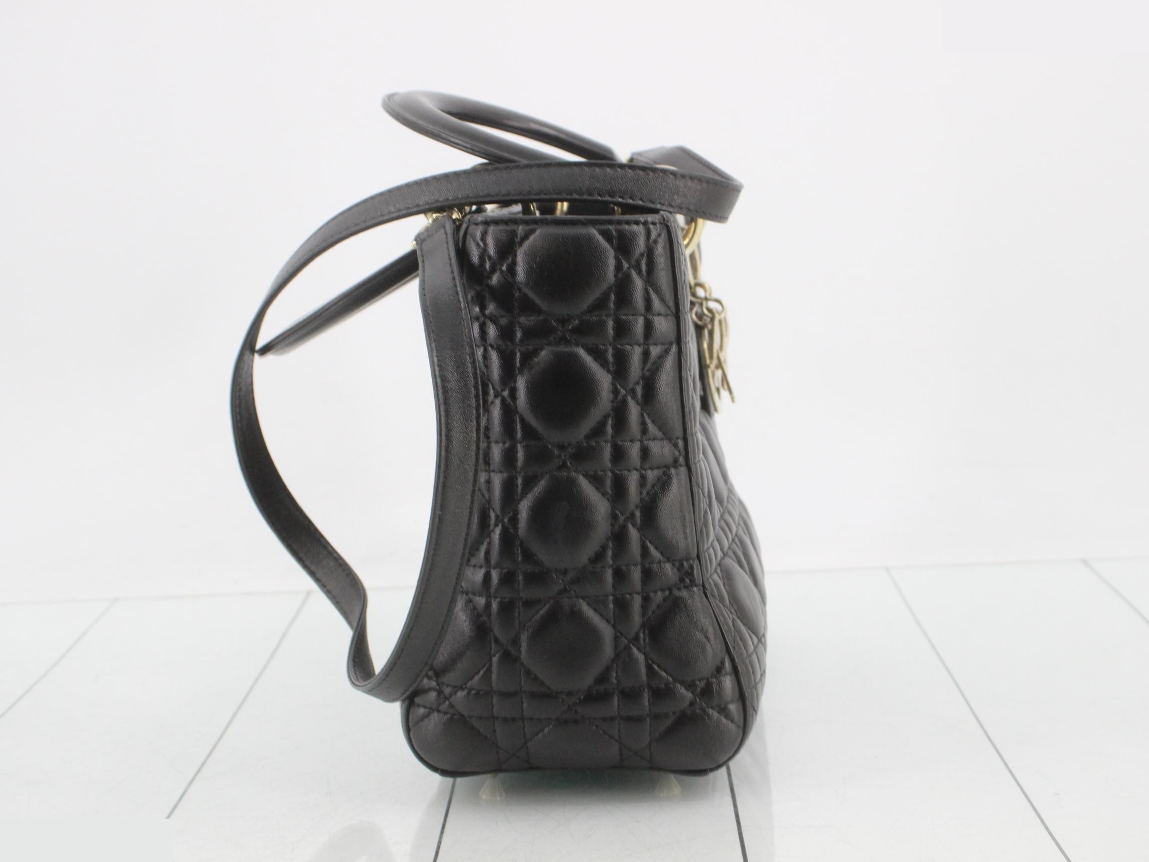 Lady Dior Lambskin Black Cannage 2-Way Handbag with Strap — view 4