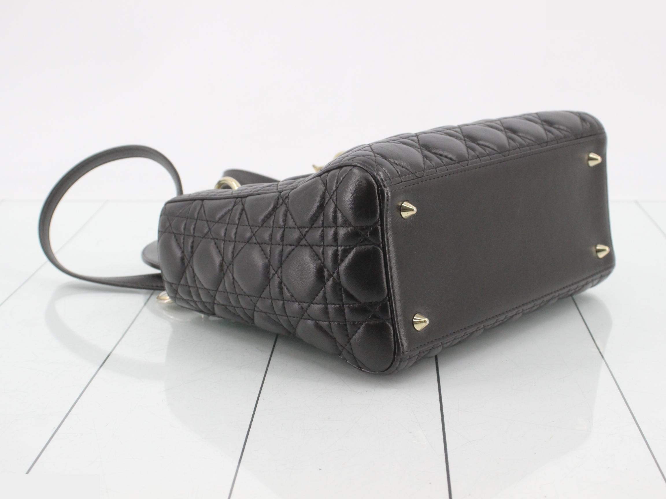 Lady Dior Lambskin Black Cannage 2-Way Handbag with Strap — view 5