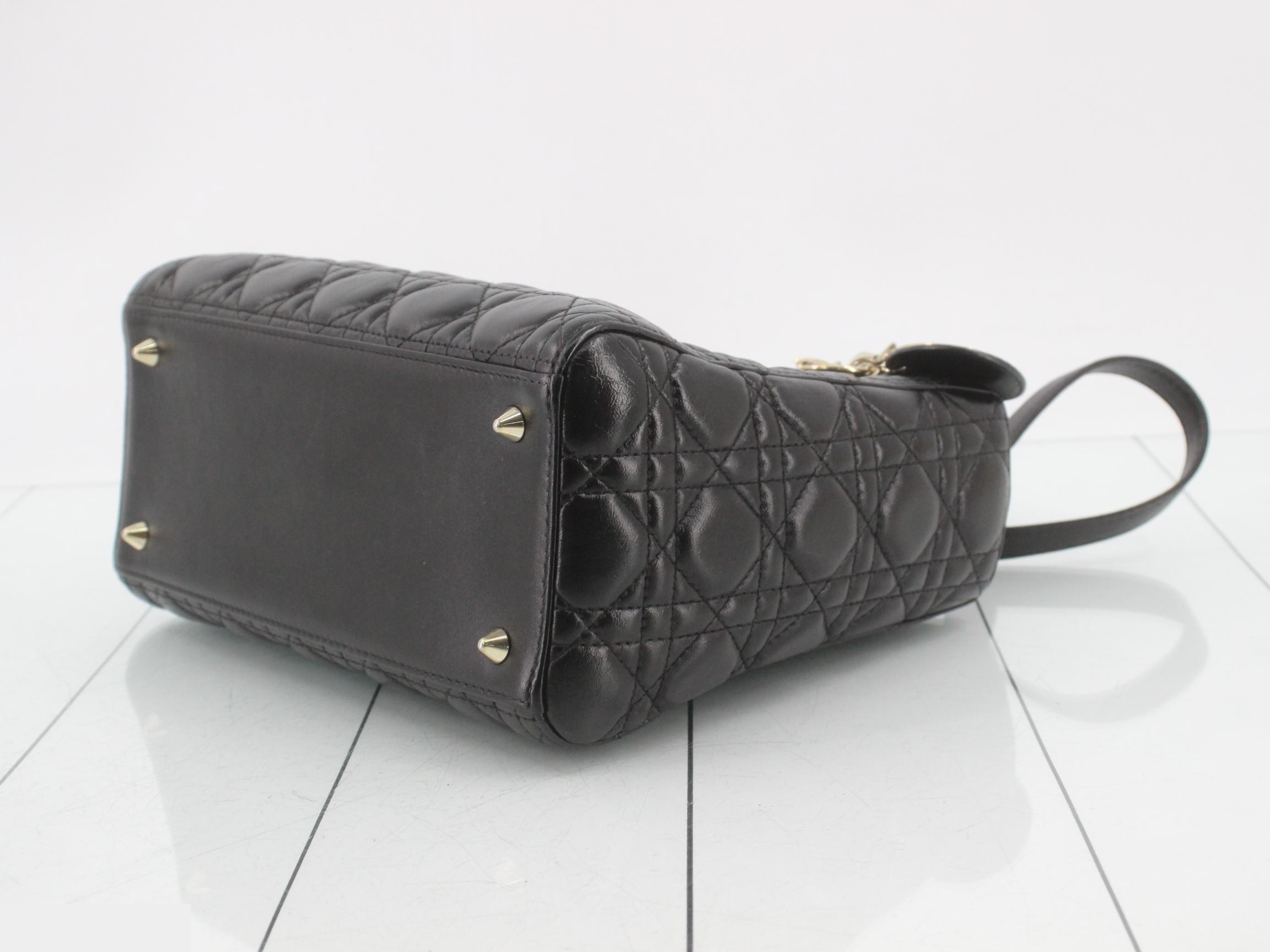 Lady Dior Lambskin Black Cannage 2-Way Handbag with Strap — view 6