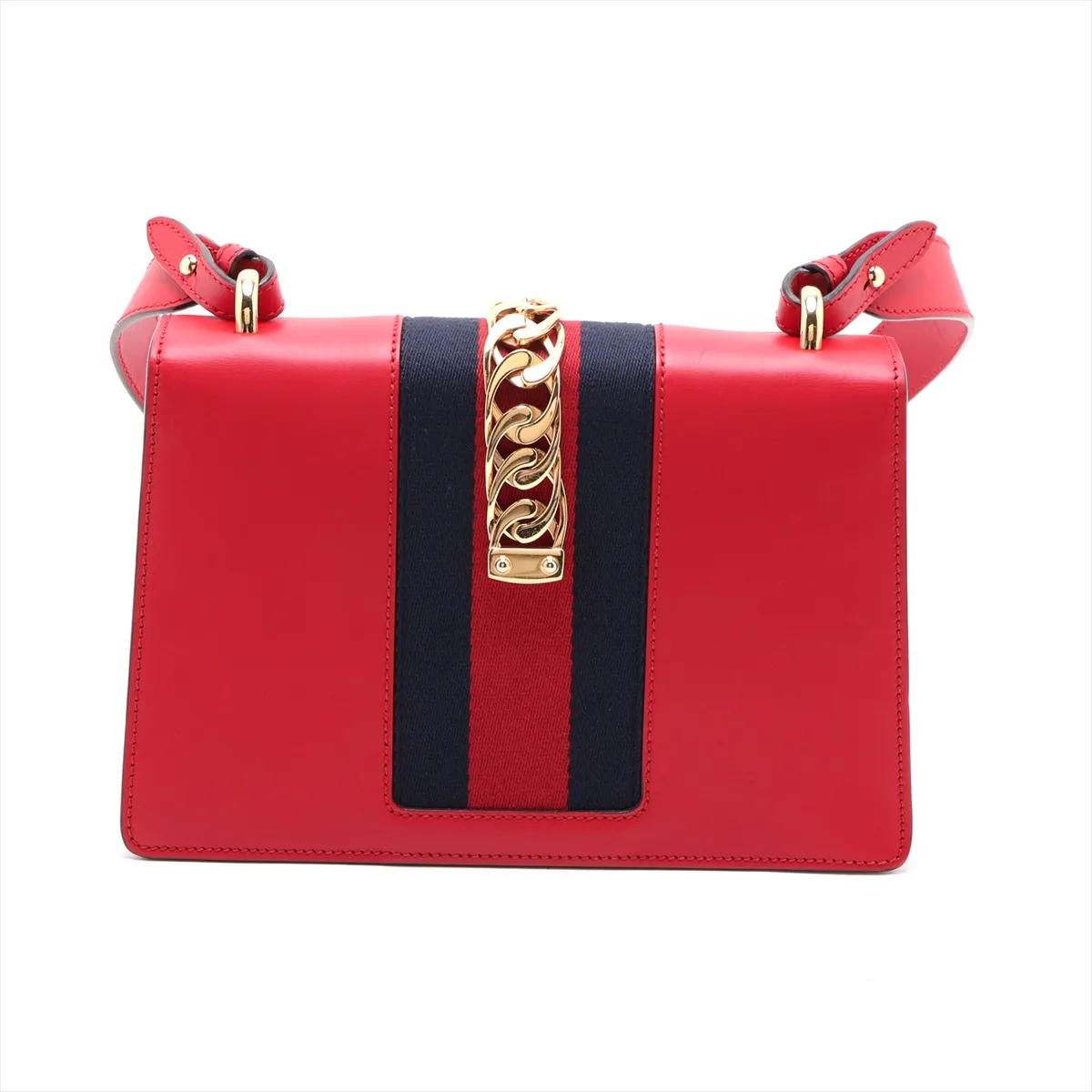 Sylvie Leather Shoulder Bag, Red, 421882 — view 2