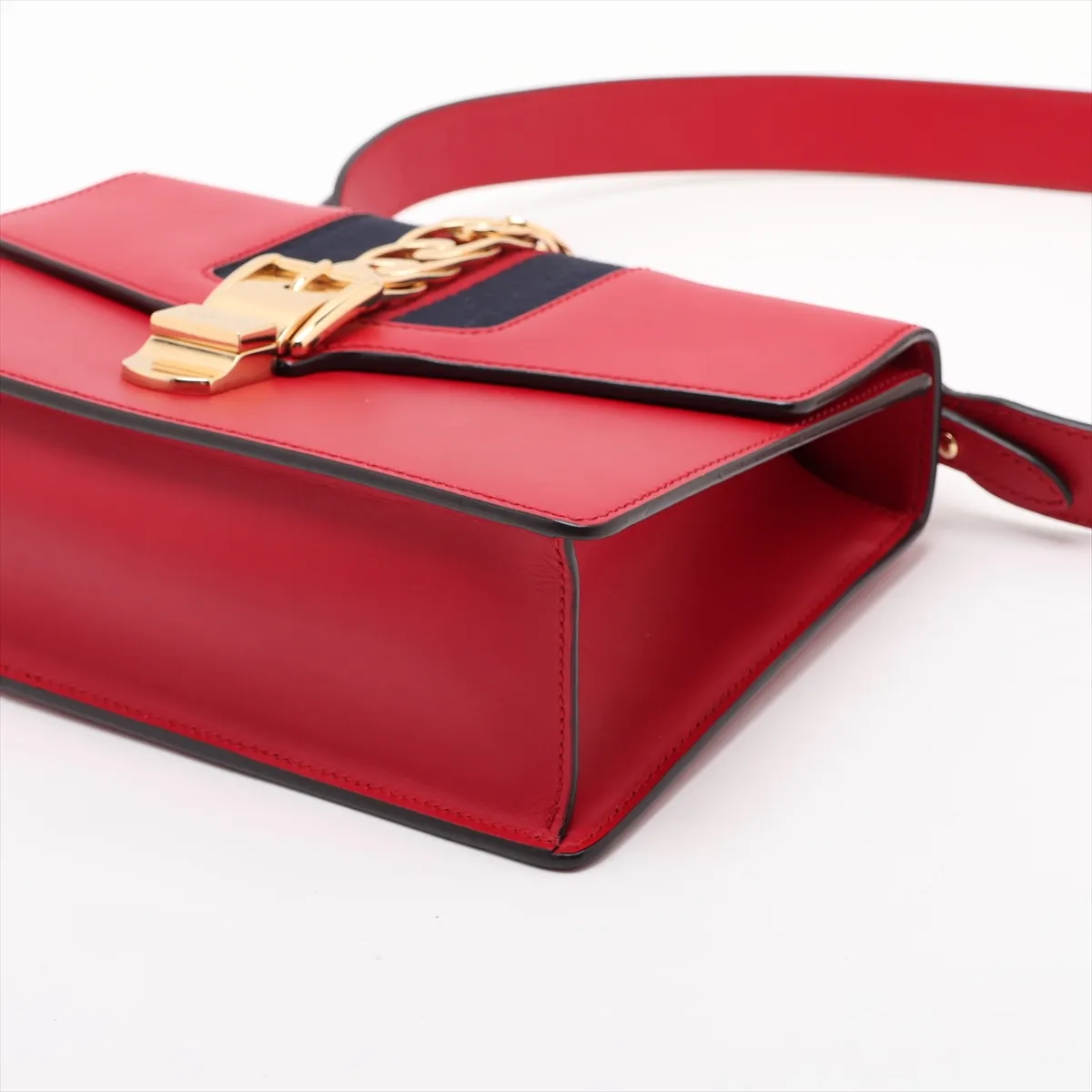 Sylvie Leather Shoulder Bag, Red, 421882 — view 3