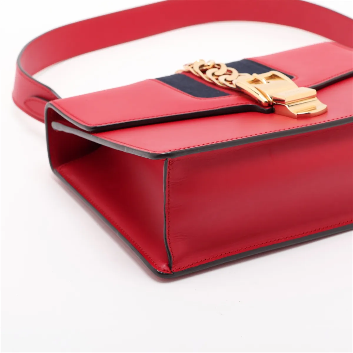Sylvie Leather Shoulder Bag, Red, 421882 — view 4