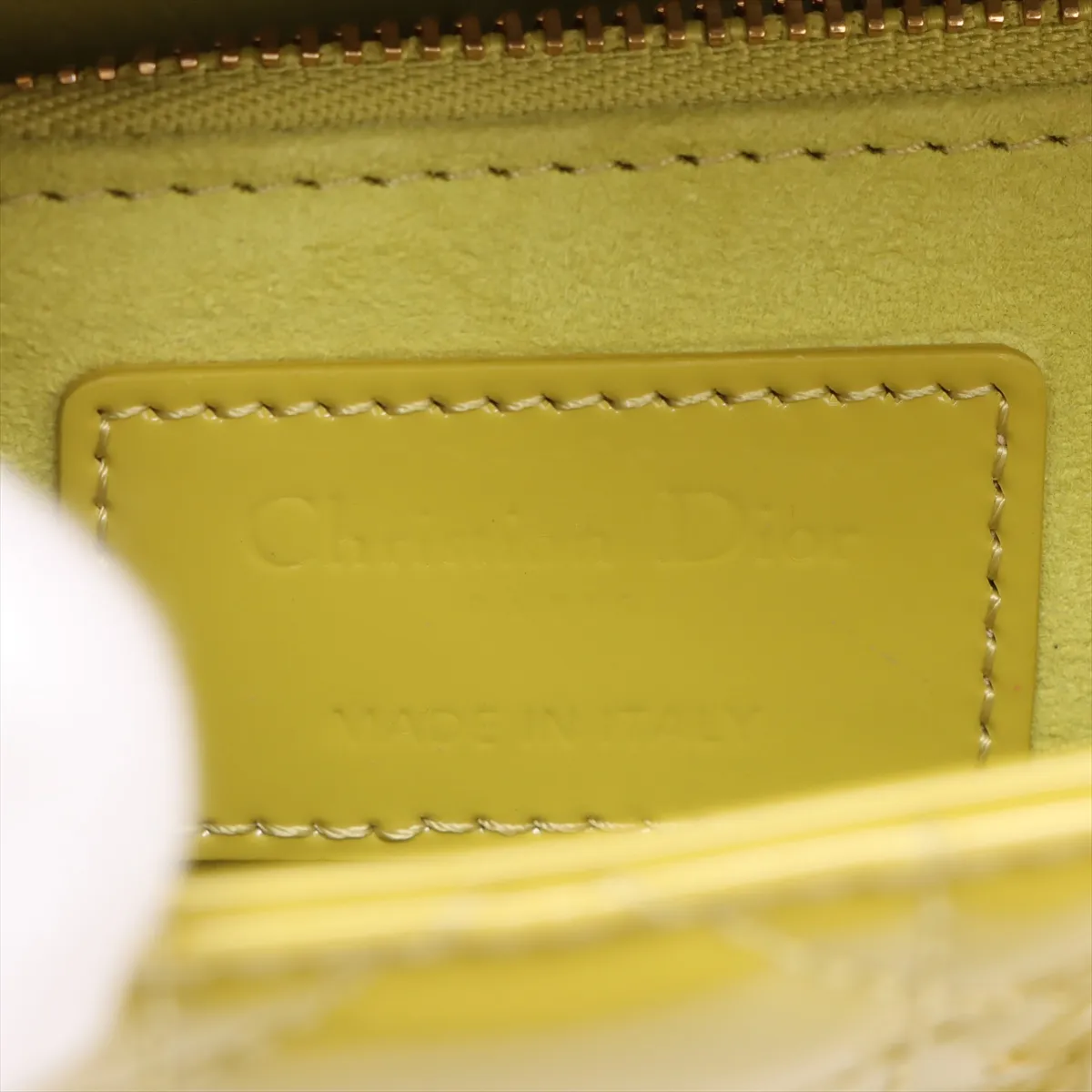 Cannage Lady Dior Mini Patent Leather 2WAY Handbag Yellow — view 10