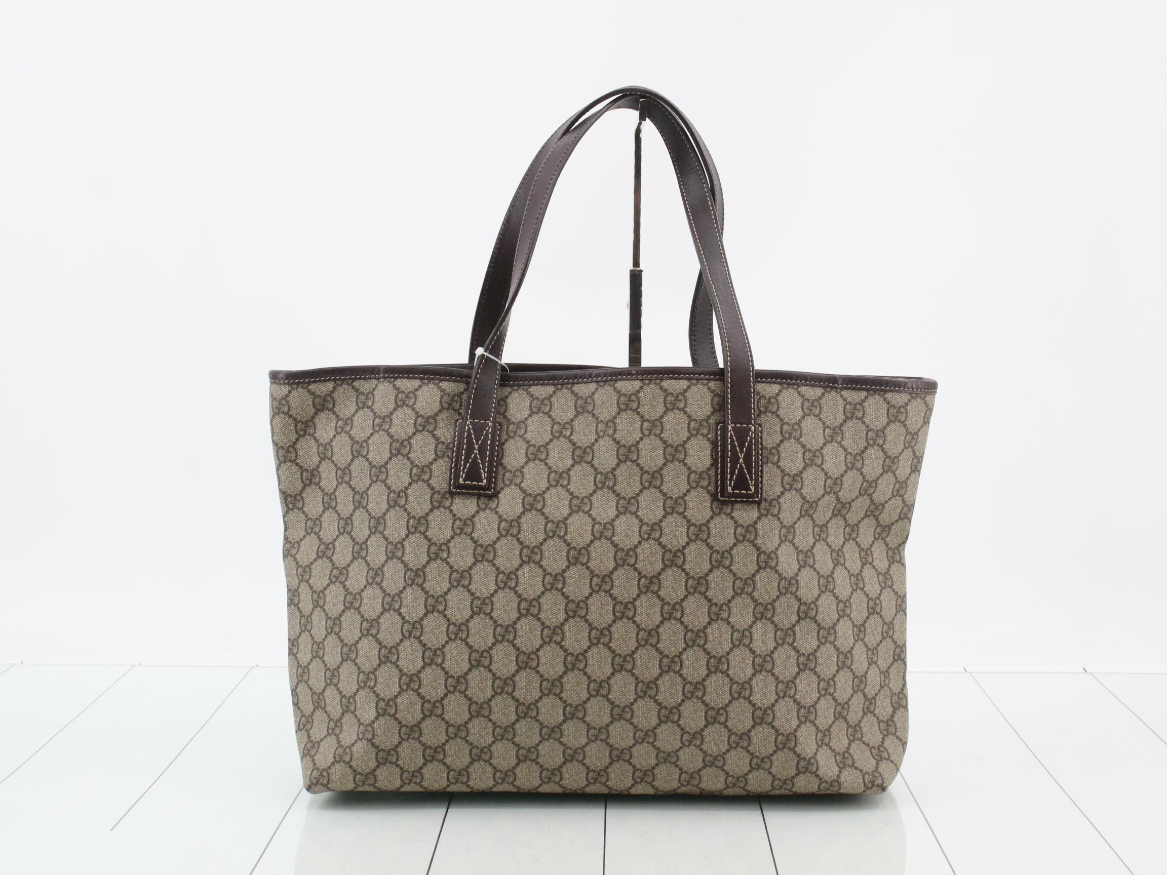 GG Plus Shopper Tote, Brown, Silver Hardware, 38 x 29 x 11 cm — view 2