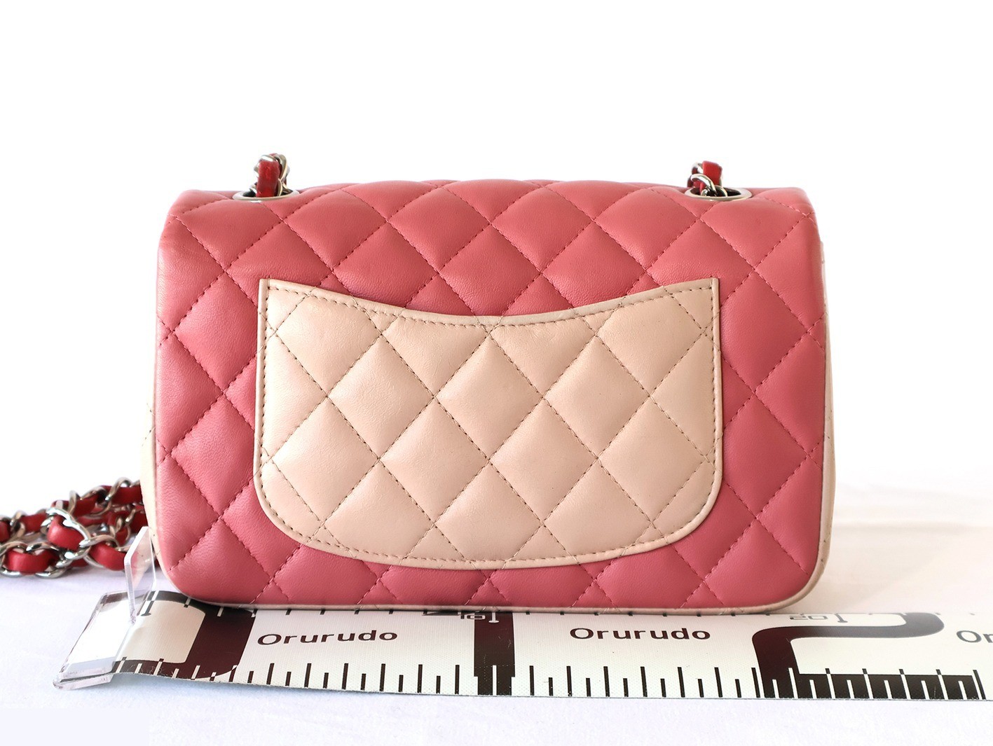 Mini Matelassé 20 Lambskin Double Chain Shoulder Bag, Pink — view 2